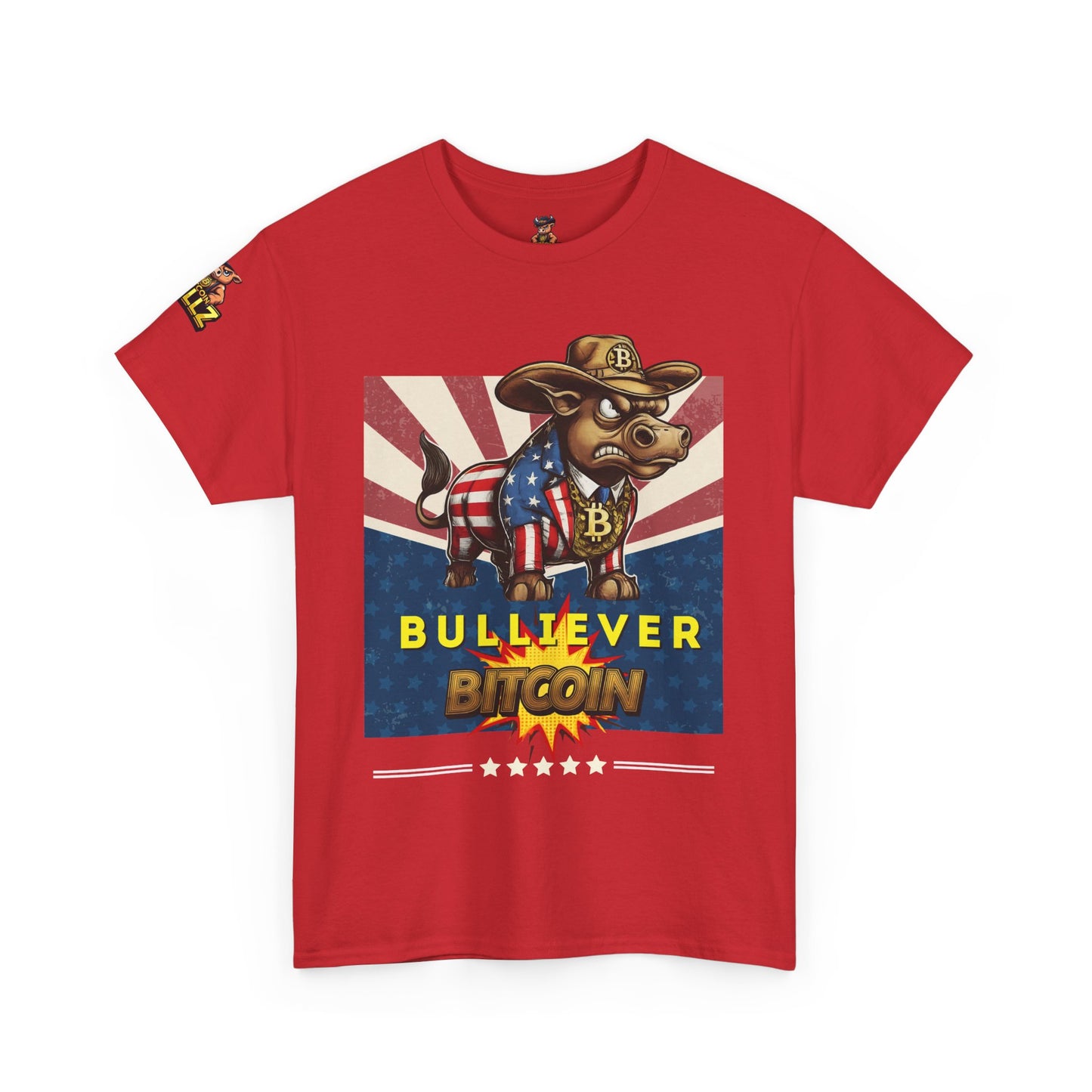 🔥 Bitcoin Bullz™ Patriotic Crypto Street Tee – Bold USA Design for Bitcoin "Bullievers" & Independence July4th Lovers 🔥