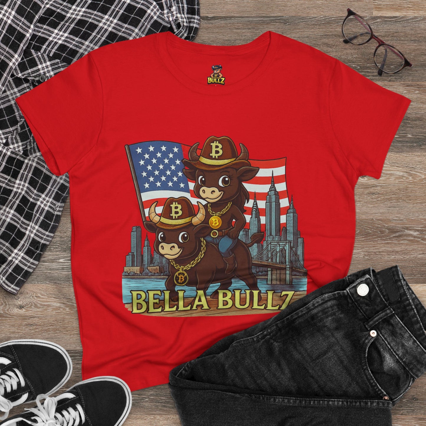 Patriotic Women's T-Shirt, Bella Bullz Tee, Crypto Quality Tee, Casual Summer Wear, Crypto Independence