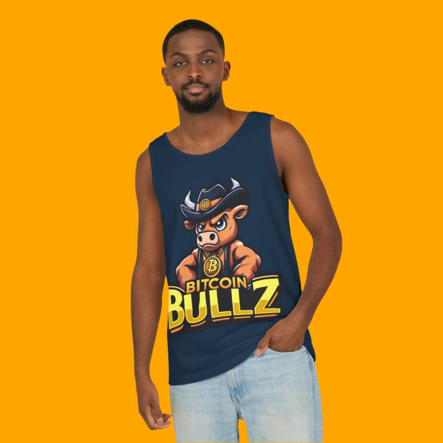Bitcoin Bullz Garment-Dyed Tank Top | Crypto Lover Gift | Men's Summer Wear | Graphic Tee for Festivals, Beach, Gym