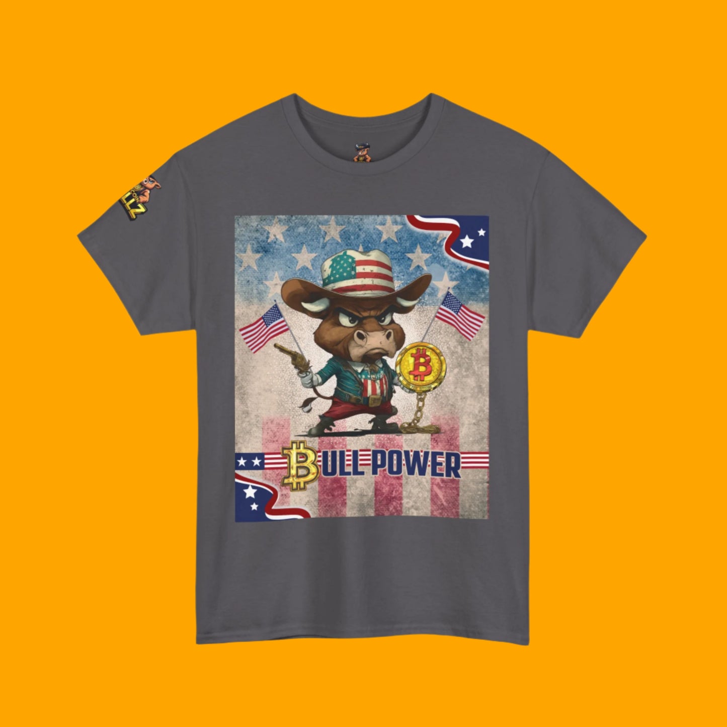 Bitcoin Bullz™ Limited Patriotic Crypto Tee – Bold American Streetwear for True Bitcoin Believers (Only 500 Available!)