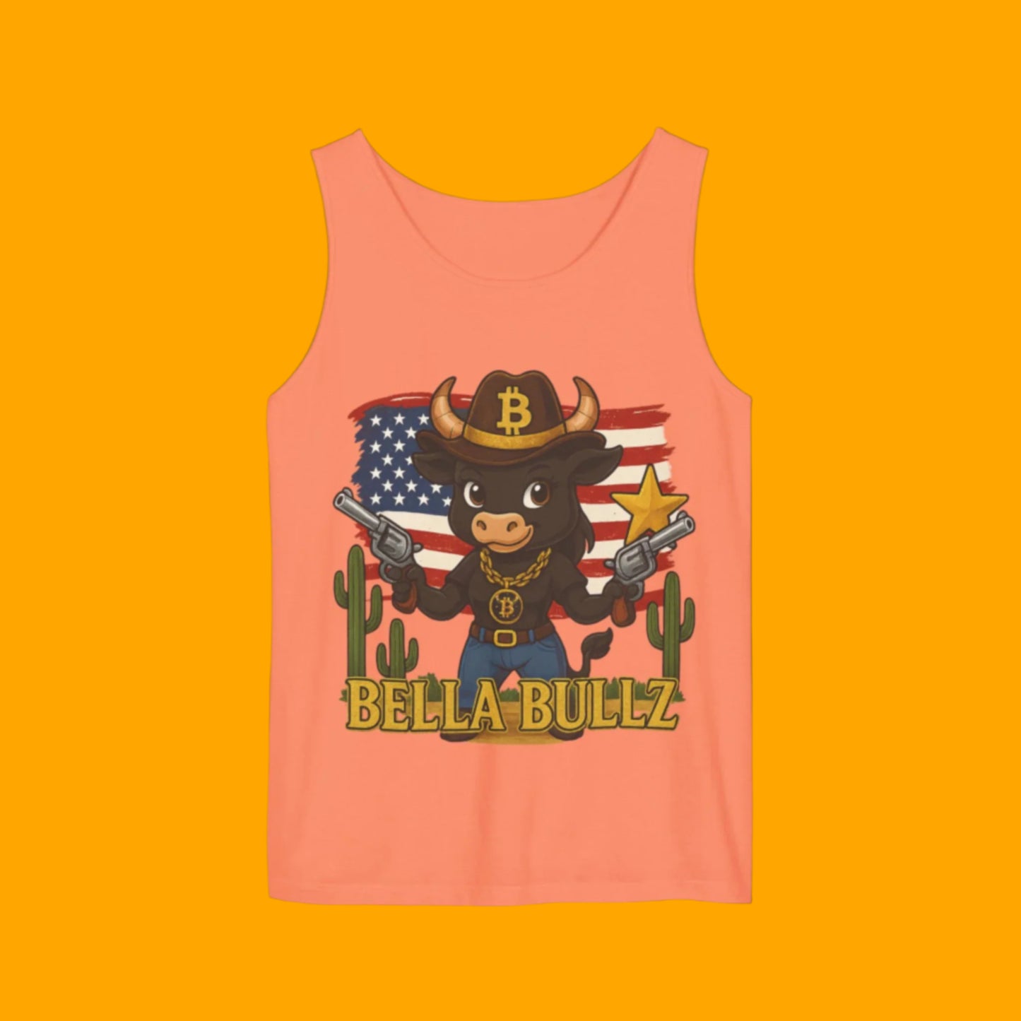 Cowboy-Themed Unisex Tank Top, Casual Summer Wear, Ideal for Rodeos and BBQs, Gift for Bull Lovers, 4th of July Celebration