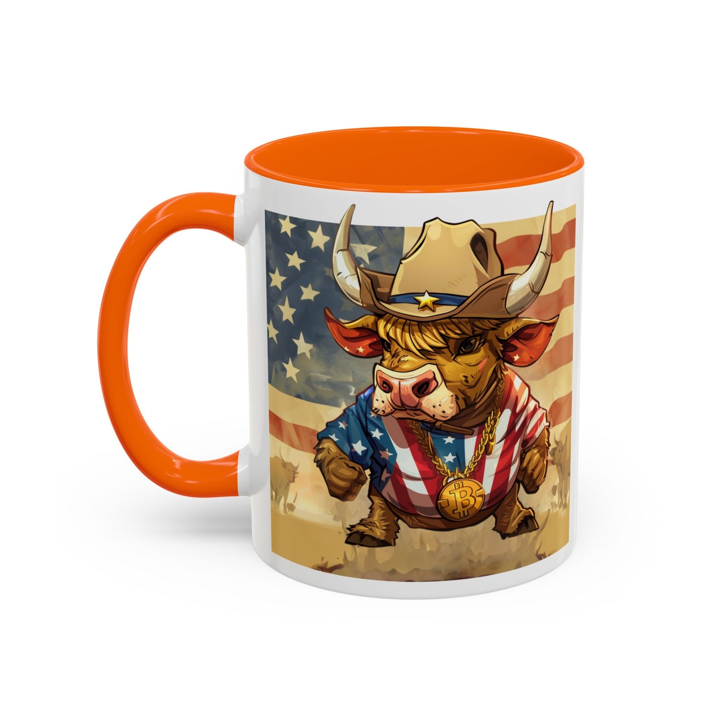Bitcoin Bullz™ Bullish Accent Coffee Mug | Fun Crypto Coffee Cup | Gift for Bull Market Lovers Limited Design | Black Handle Accent