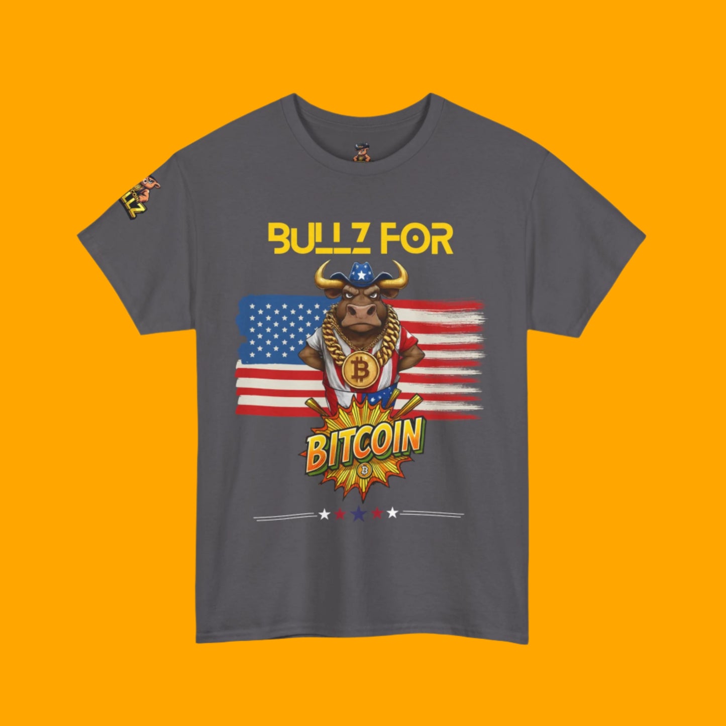 🔥 Bitcoin Bullz™ Patriotic Crypto Street Tee – Bold USA Design for Bitcoin Bulls & Independence Day Lovers 🔥
