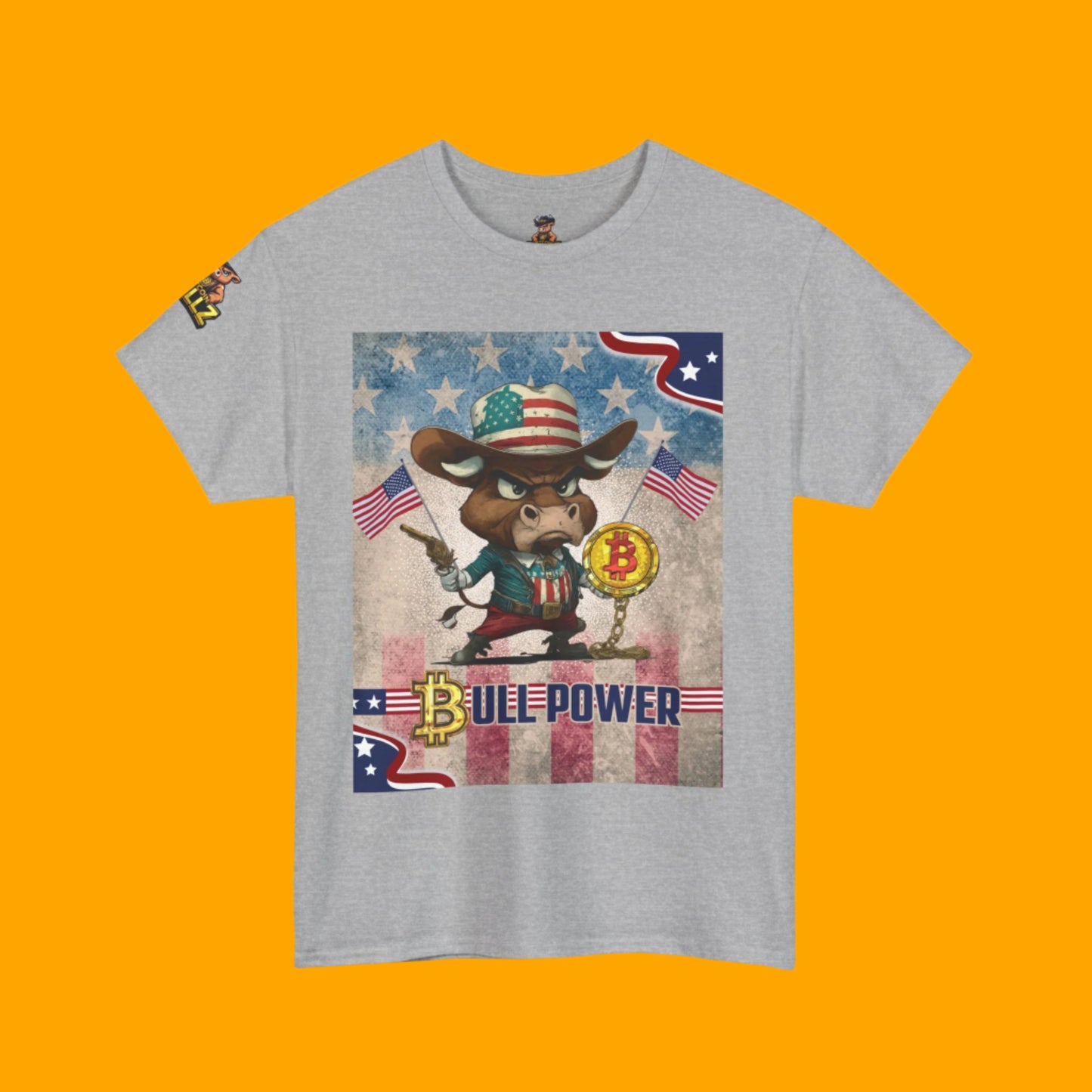 Bitcoin Bullz™ Graphic Athleisure Patriot Tee – Lightweight Crypto Streetwear for Viral HODL Crew Crypto Bitcoin Passion