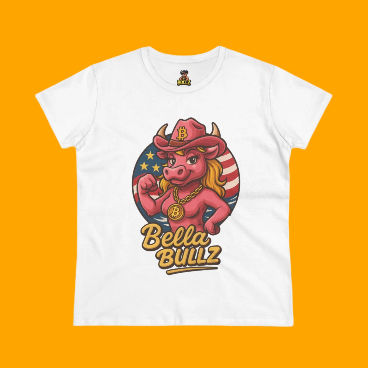 Bella Bullz Women's Summer Cotton Tee, Crypto Cowgirl T-shirt, Crypto Themed Gift, Western Style Shirt, Great for Holidays