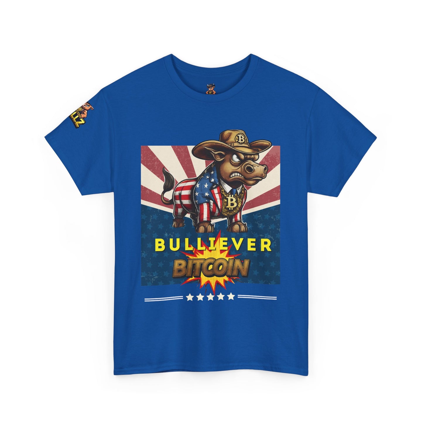 🔥 Bitcoin Bullz™ Patriotic Crypto Street Tee – Bold USA Design for Bitcoin "Bullievers" & Independence July4th Lovers 🔥