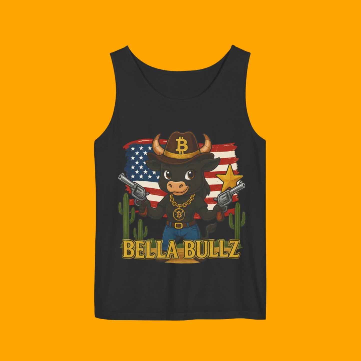 Cowboy-Themed Unisex Tank Top, Casual Summer Wear, Ideal for Rodeos and BBQs, Gift for Bull Lovers, 4th of July Celebration