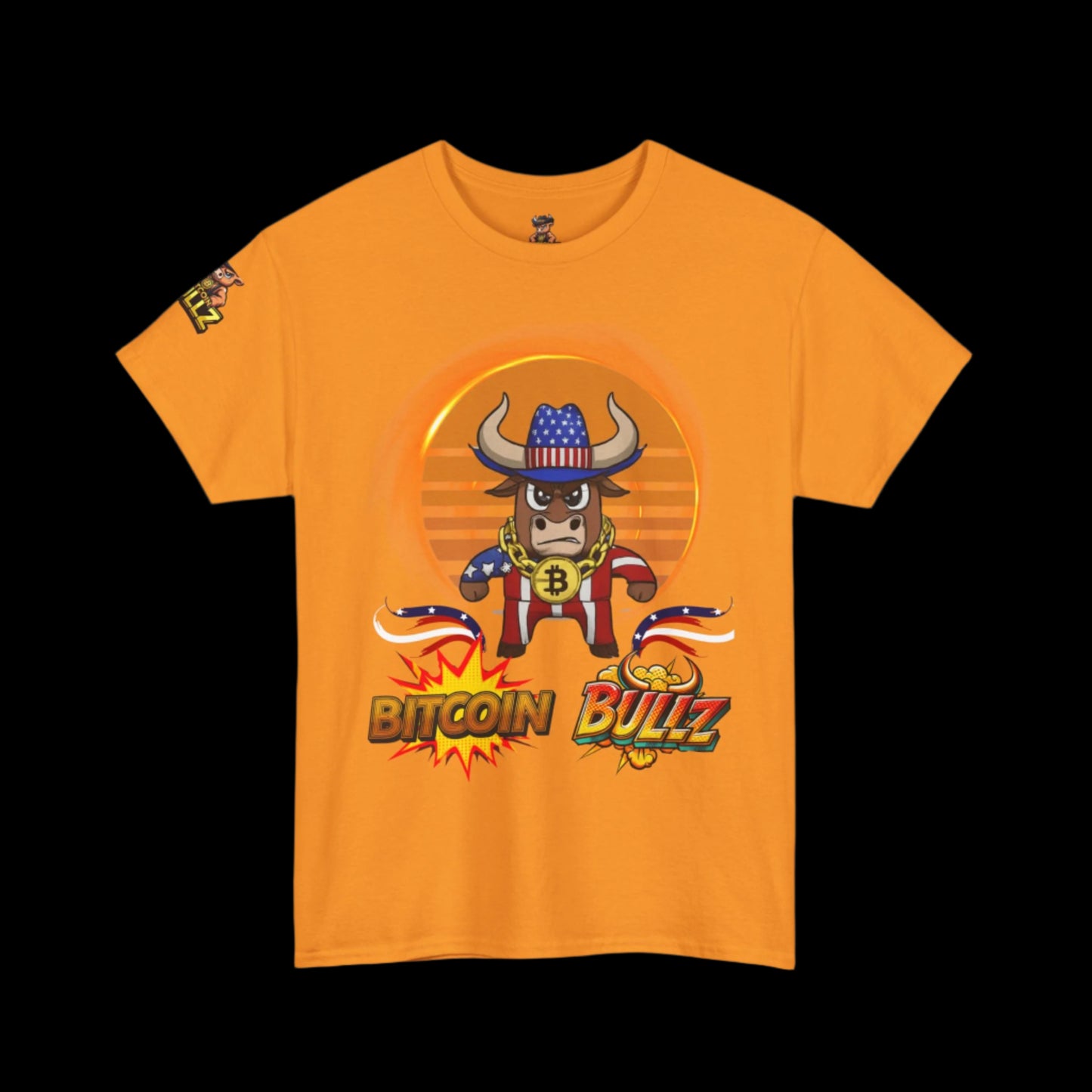 Bitcoin Bullz™ Retro-Futuristic Crypto Patriot Tee – Crypto Cowboy Viral Bold Design for Blockchain Believers Limited Designs (500 Pieces Only)