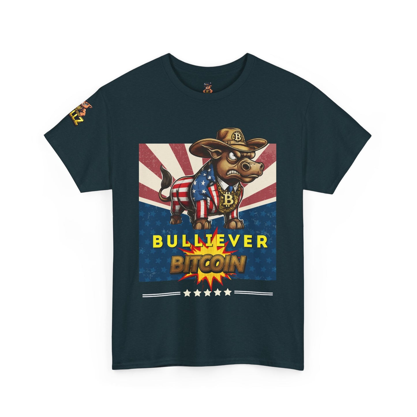 🔥 Bitcoin Bullz™ Patriotic Crypto Street Tee – Bold USA Design for Bitcoin "Bullievers" & Independence July4th Lovers 🔥