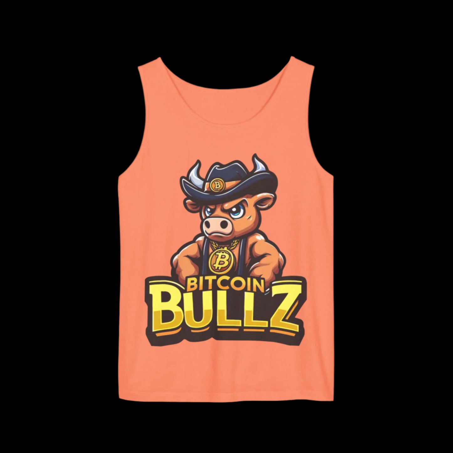 Bitcoin Bullz Garment-Dyed Tank Top | Crypto Lover Gift | Men's Summer Wear | Graphic Tee for Festivals, Beach, Gym