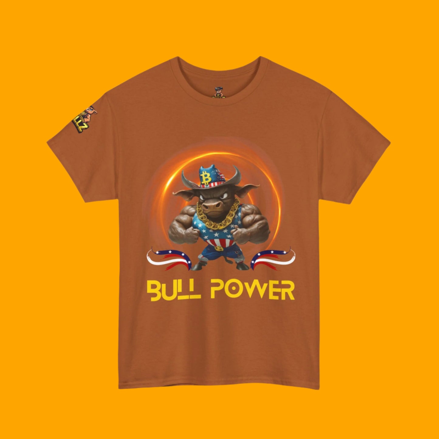 Bitcoin Bullz™ Crypto Freedom Tee – Patriot Style Meets Outdoor Streetwear Independence Day Crypto Bulls