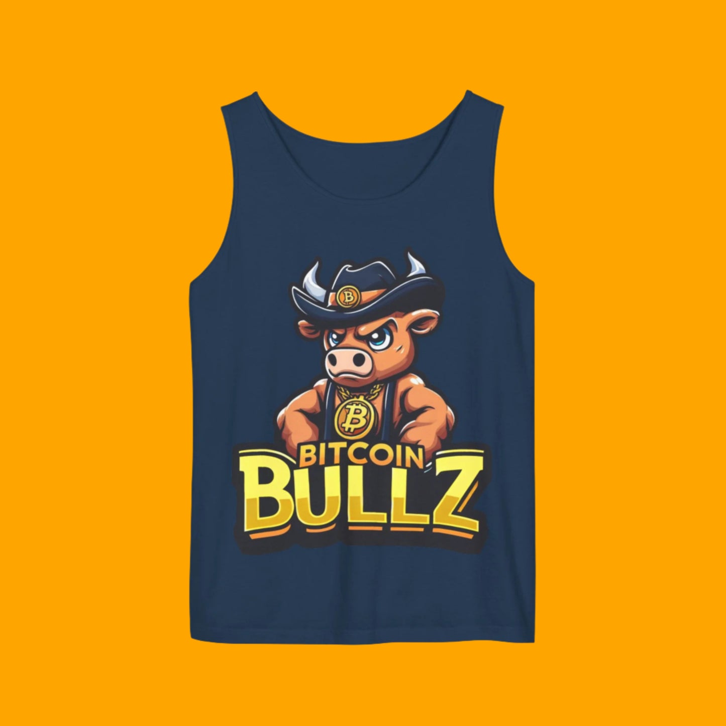 Bitcoin Bullz Garment-Dyed Tank Top | Crypto Lover Gift | Men's Summer Wear | Graphic Tee for Festivals, Beach, Gym
