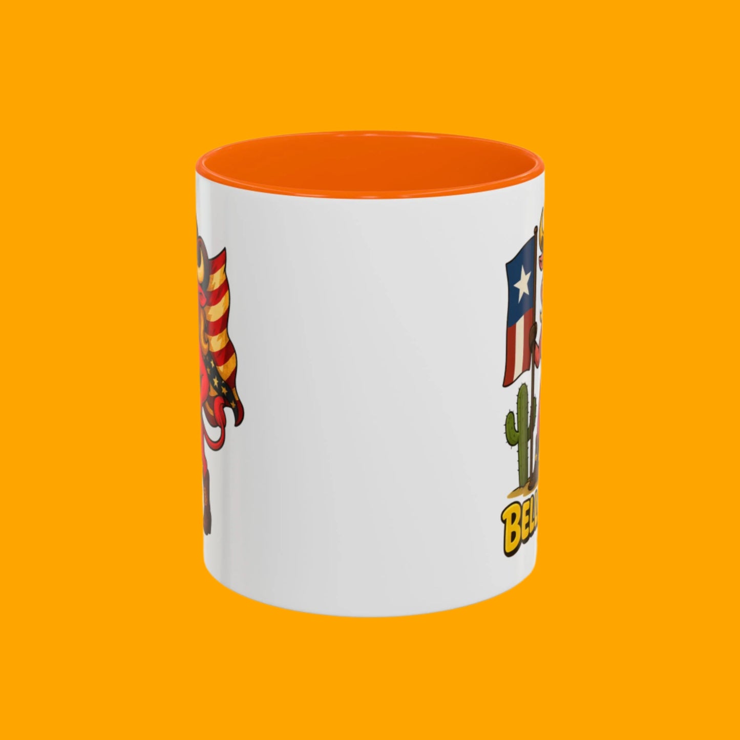 Texas-themed Accent Coffee Mug with Bella Bullz Design | Crypto Cowgirl Mug, Cactus Coffee Cup, Cute Animal Mug, Texas Pride