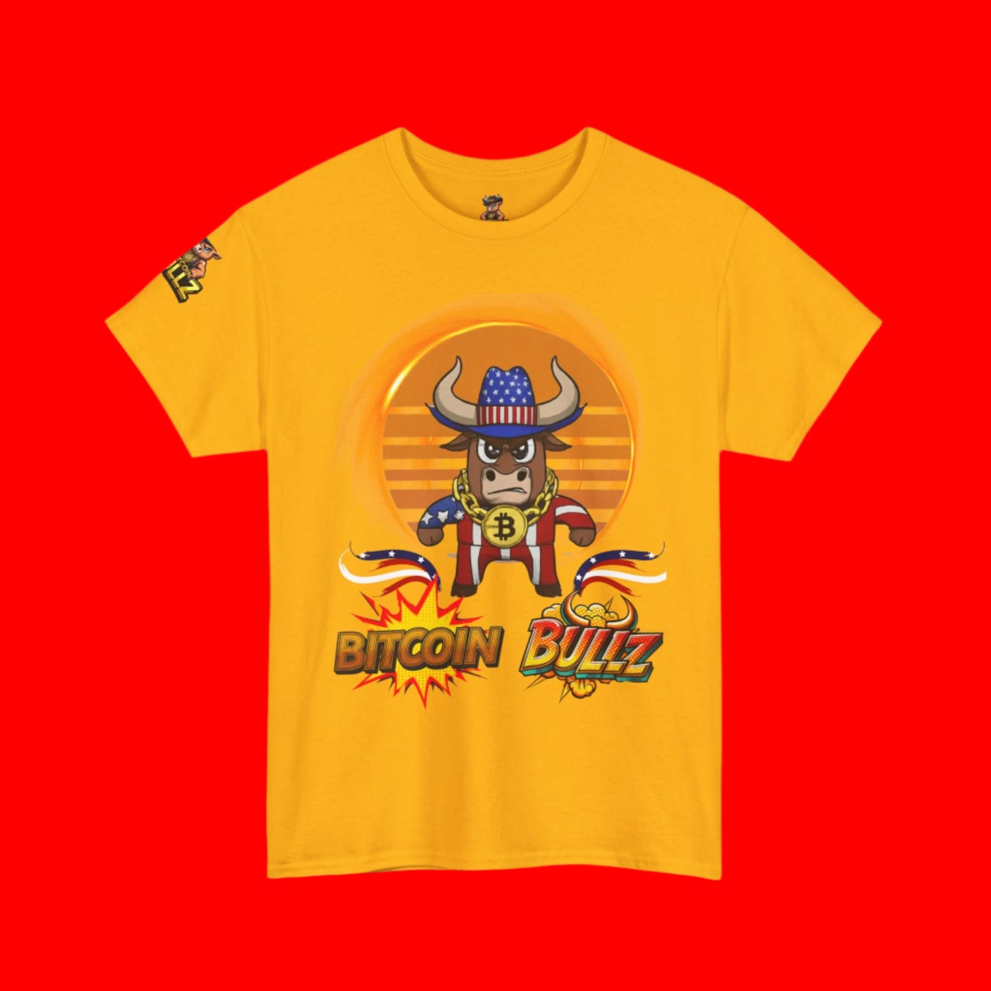 Bitcoin Bullz™ Retro-Futuristic Crypto Patriot Tee – Crypto Cowboy Viral Bold Design for Blockchain Believers Limited Designs (500 Pieces Only)