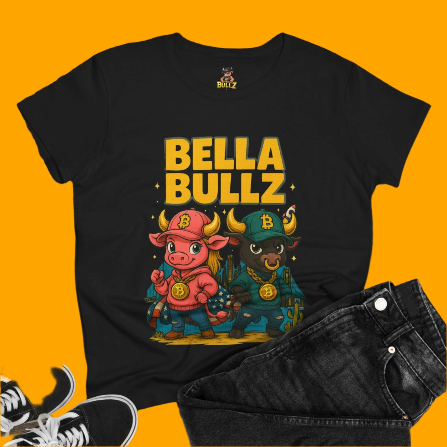 Bella Bullz Women's Cotton Tee - Fun Graphic Tee for Cow Lovers, Casual Wear, Birthday Gifts, Farmhouse Style, Trendy Apparel