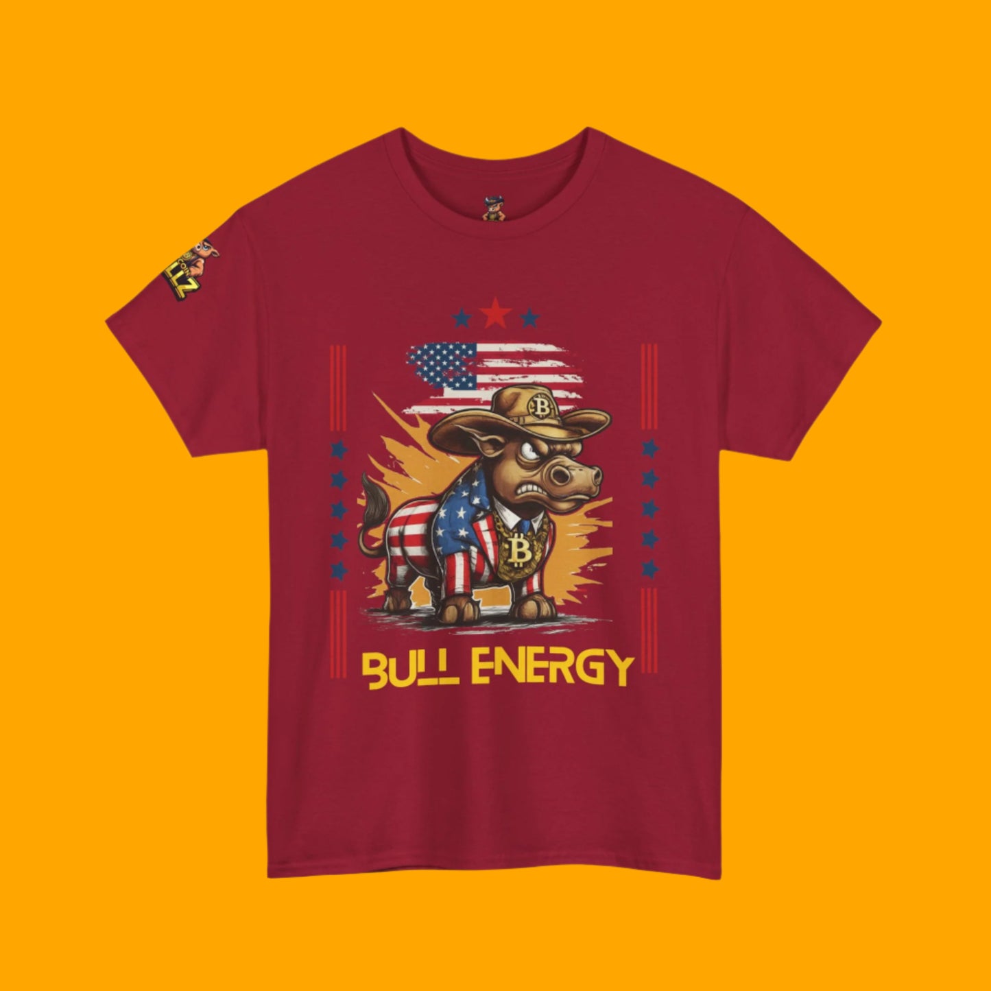 🔥 Bitcoin Bullz™ Patriotic Crypto Street Tee – Cartoon Style Bull Expression Bold USA Design for Bitcoin Bulls & Independence Lovers 🔥