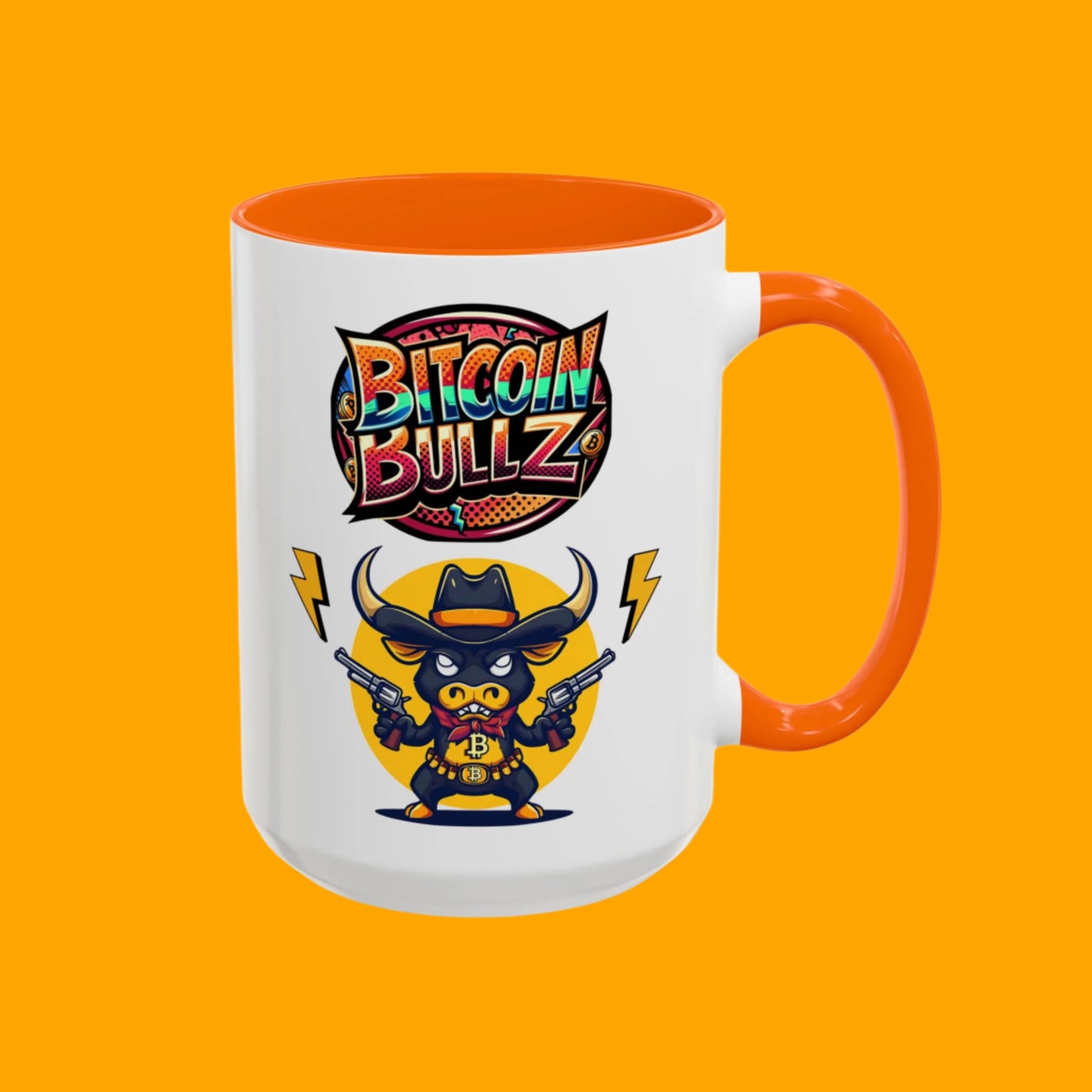 Bitcoin Bull Accent Coffee Mug - Perfect Gift for Crypto Lovers, Unique Mug for Bitcoin Enthusiasts, Cool Coffee Cup for Home or Office