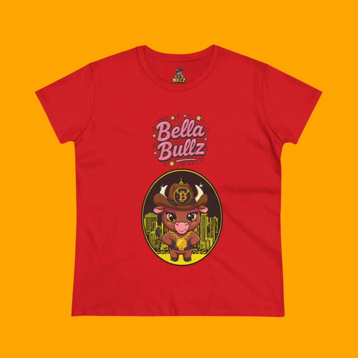Cute Graphic Tee, Bella Bitcoin Bullz T-Shirt, Crypto Animal Quality T-Shirt, Exclusive Design, Gift for Her, Fun