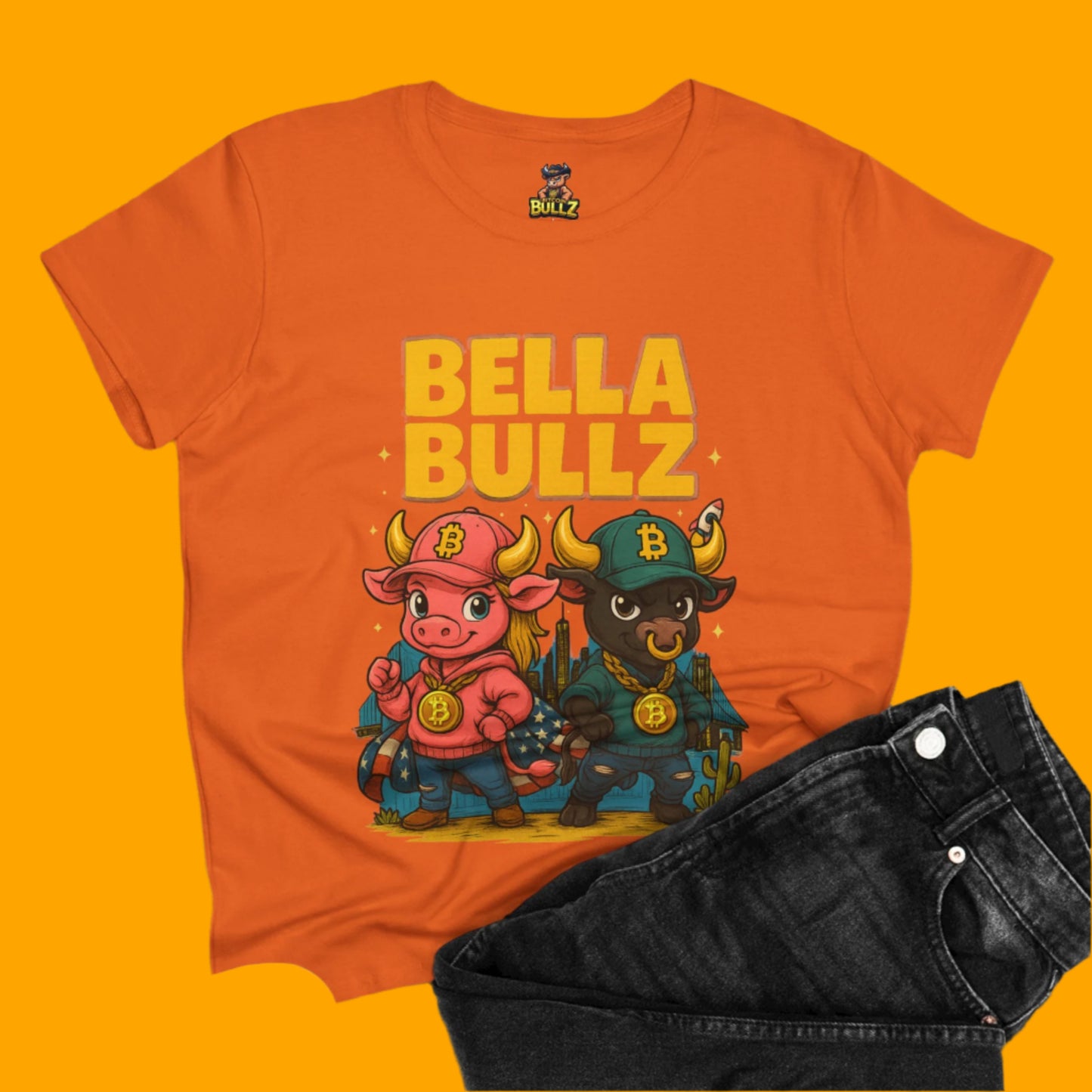 Bella Bullz Women's Cotton Tee - Fun Graphic Tee for Cow Lovers, Casual Wear, Birthday Gifts, Farmhouse Style, Trendy Apparel