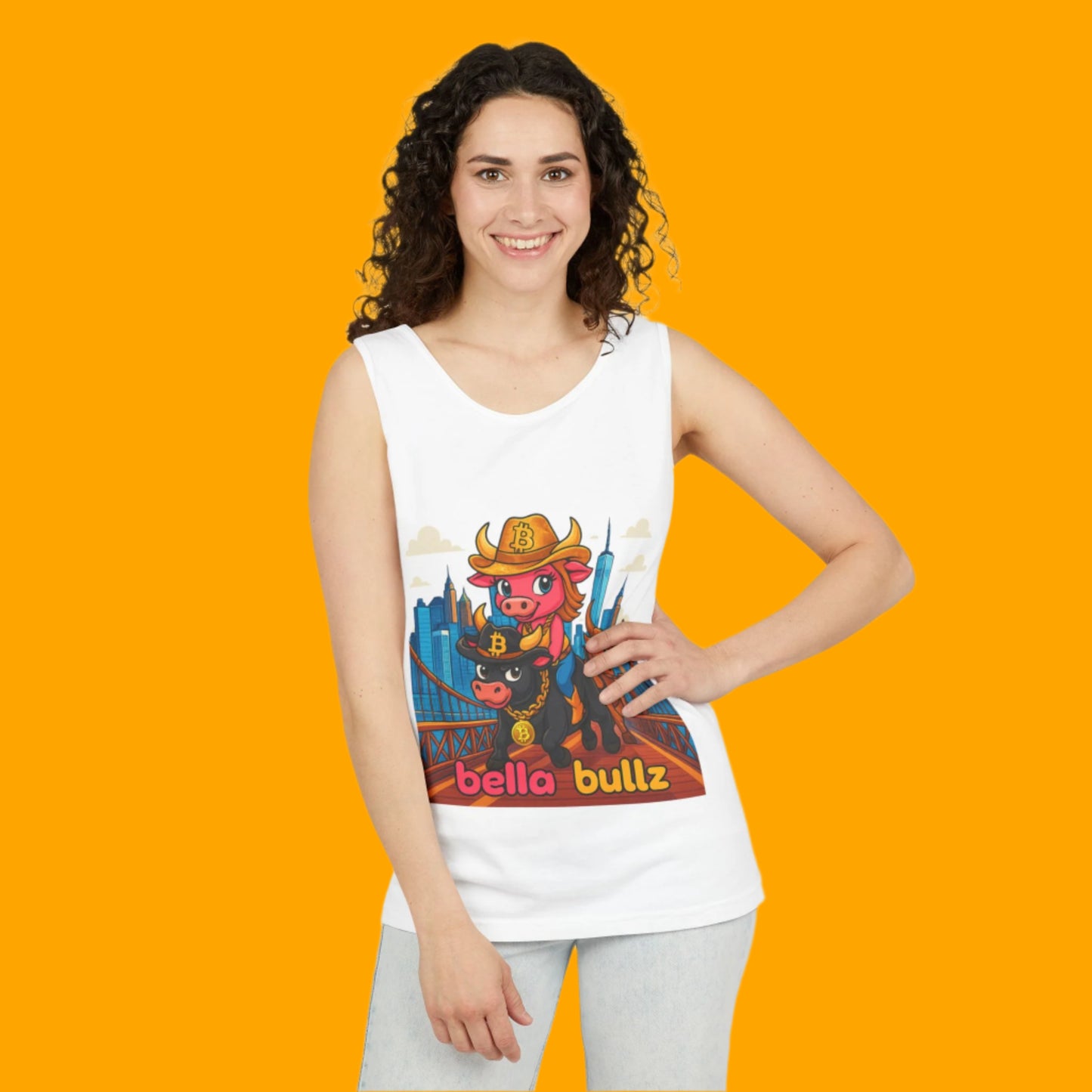Crypto Cowgirl Graphic Unisex Tank Top - Summer Tee, Bitcoin Beachwear, Limited Edition Unique Design