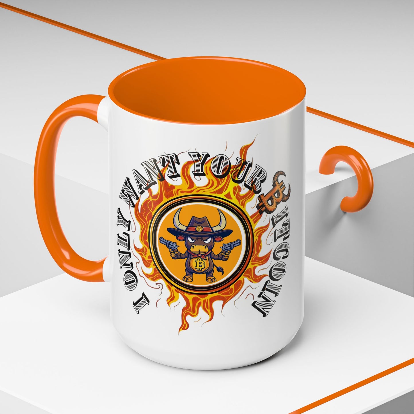 Bitcoin Bull Accent Coffee Mug - Perfect Gift for Crypto Lovers, Unique Mug for Bitcoin Enthusiasts, Cool Coffee Cup for Home or Office