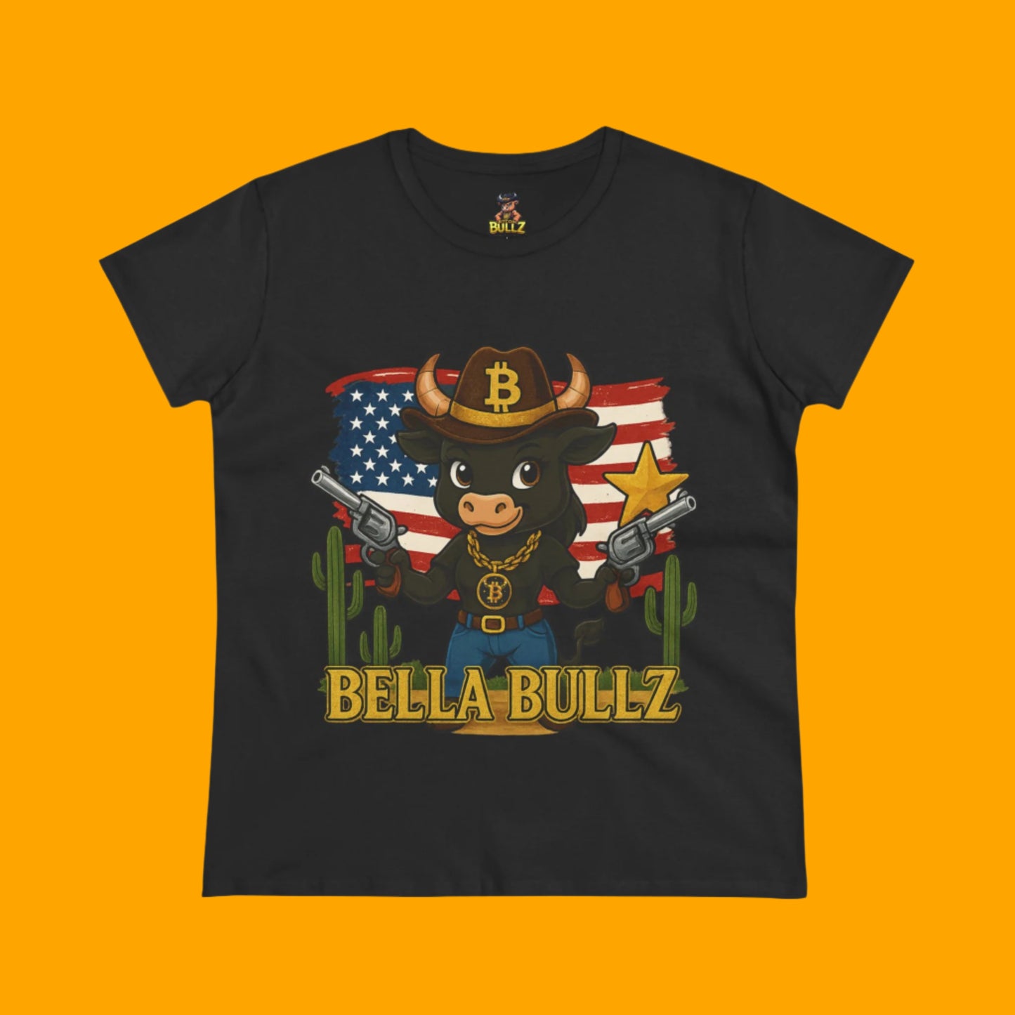 Western-Themed Women's Tee, Exclusive Designs, Crypto Lovers Bitcoin Patriotic Clothing, Cowgirl Women's Top, Americana Style