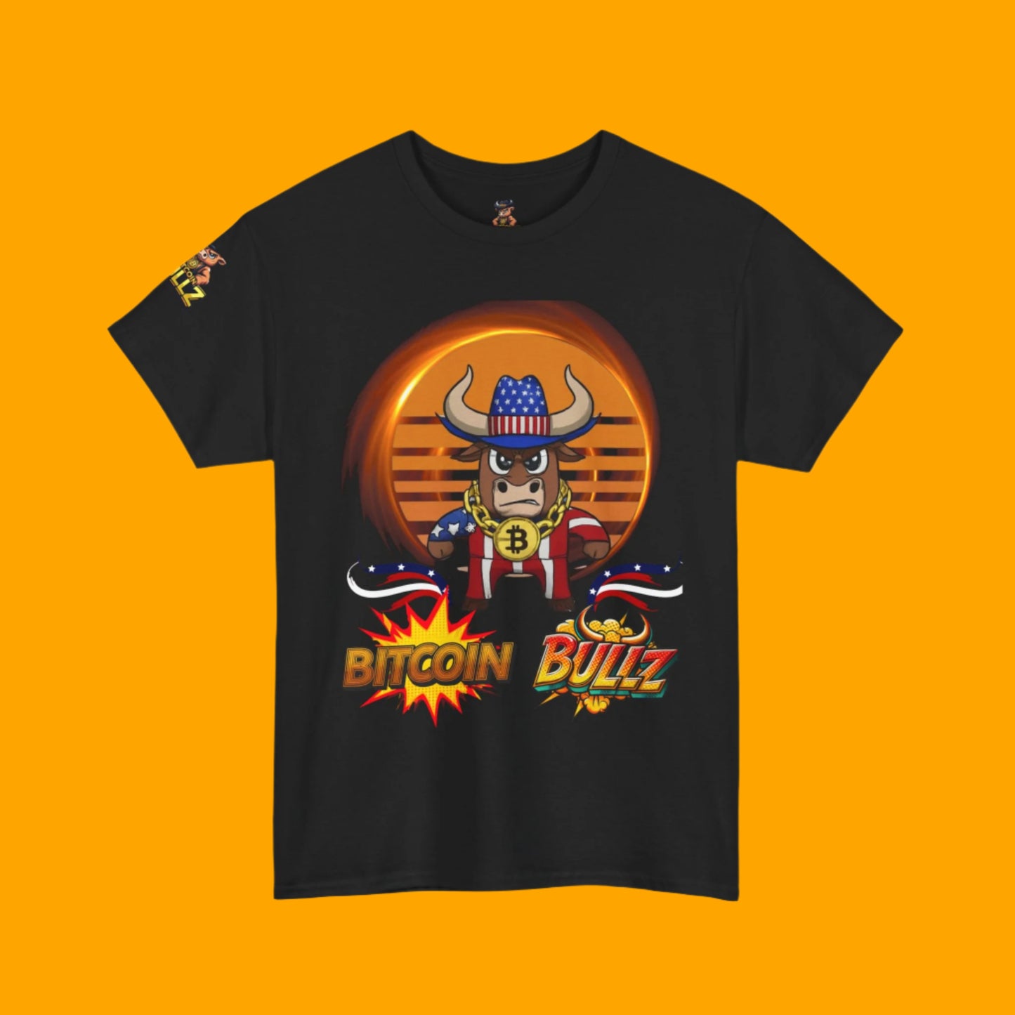 Bitcoin Bullz™ Retro-Futuristic Crypto Patriot Tee – Crypto Cowboy Viral Bold Design for Blockchain Believers Limited Designs (500 Pieces Only)
