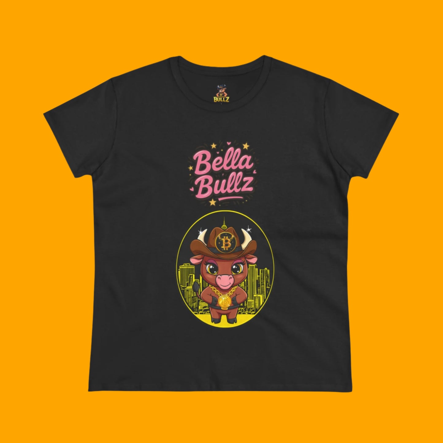 Cute Graphic Tee, Bella Bitcoin Bullz T-Shirt, Crypto Animal Quality T-Shirt, Exclusive Design, Gift for Her, Fun
