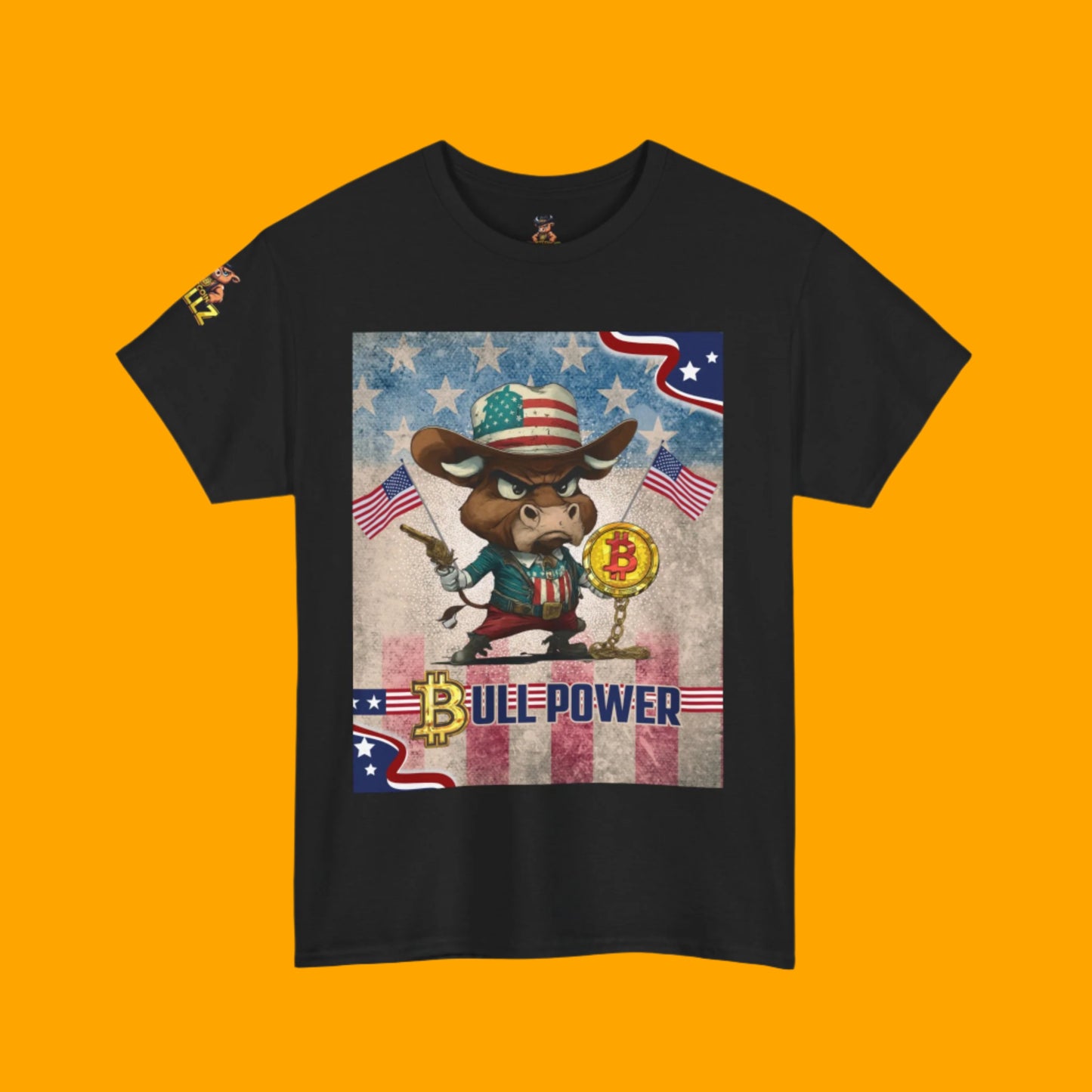 Bitcoin Bullz™ Graphic Athleisure Patriot Tee – Lightweight Crypto Streetwear for Viral HODL Crew Crypto Bitcoin Passion