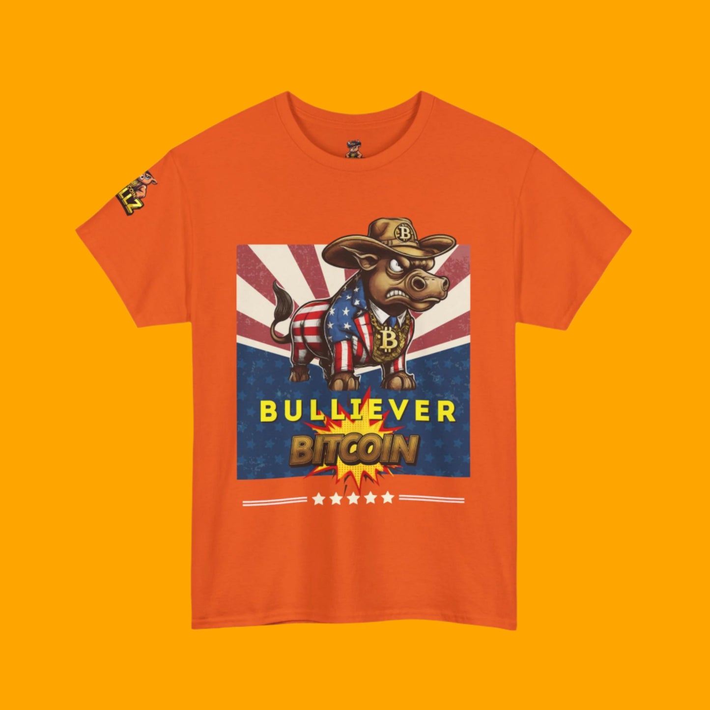 🔥 Bitcoin Bullz™ Patriotic Crypto Street Tee – Bold USA Design for Bitcoin "Bullievers" & Independence July4th Lovers 🔥