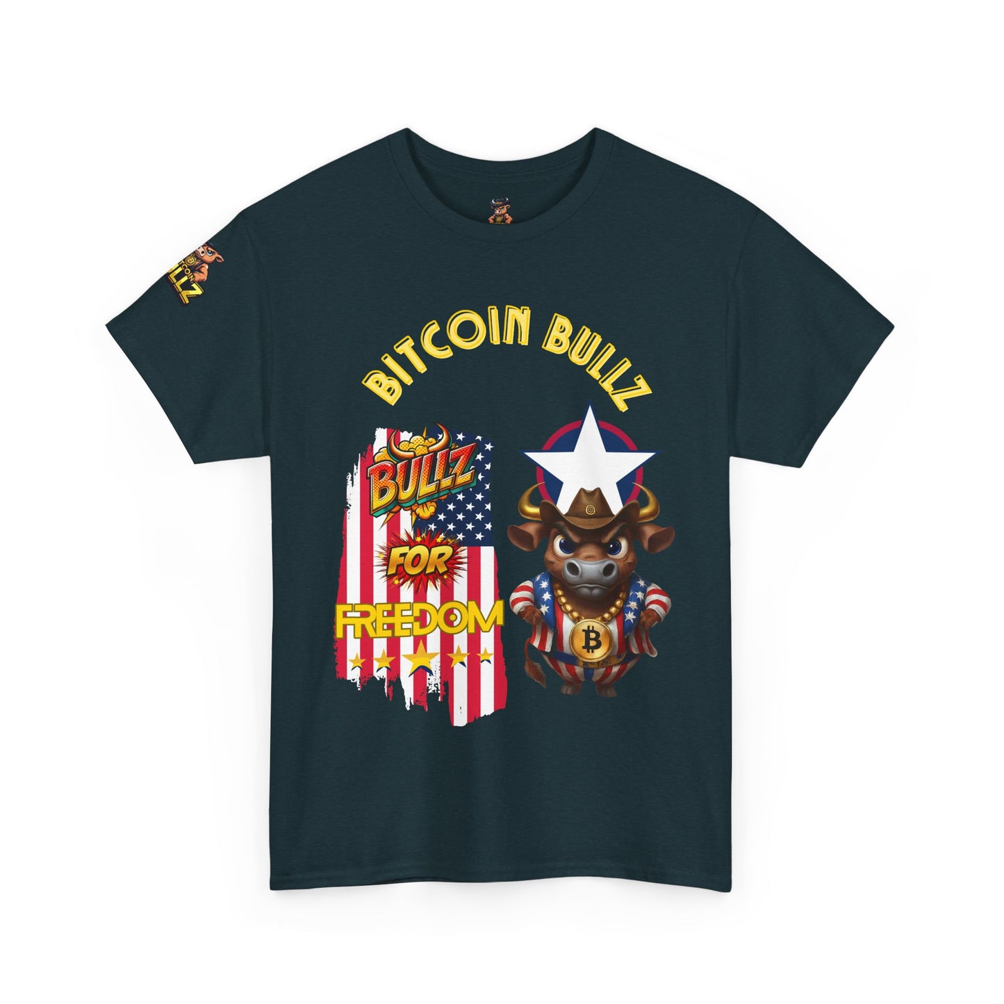 Bitcoin Bullz™ Viral Patriotic Crypto Street Tee Limited Pieces– Bold USA Design for Bitcoin Bulls & Independence Lovers Crypto Passion for July 4th🔥