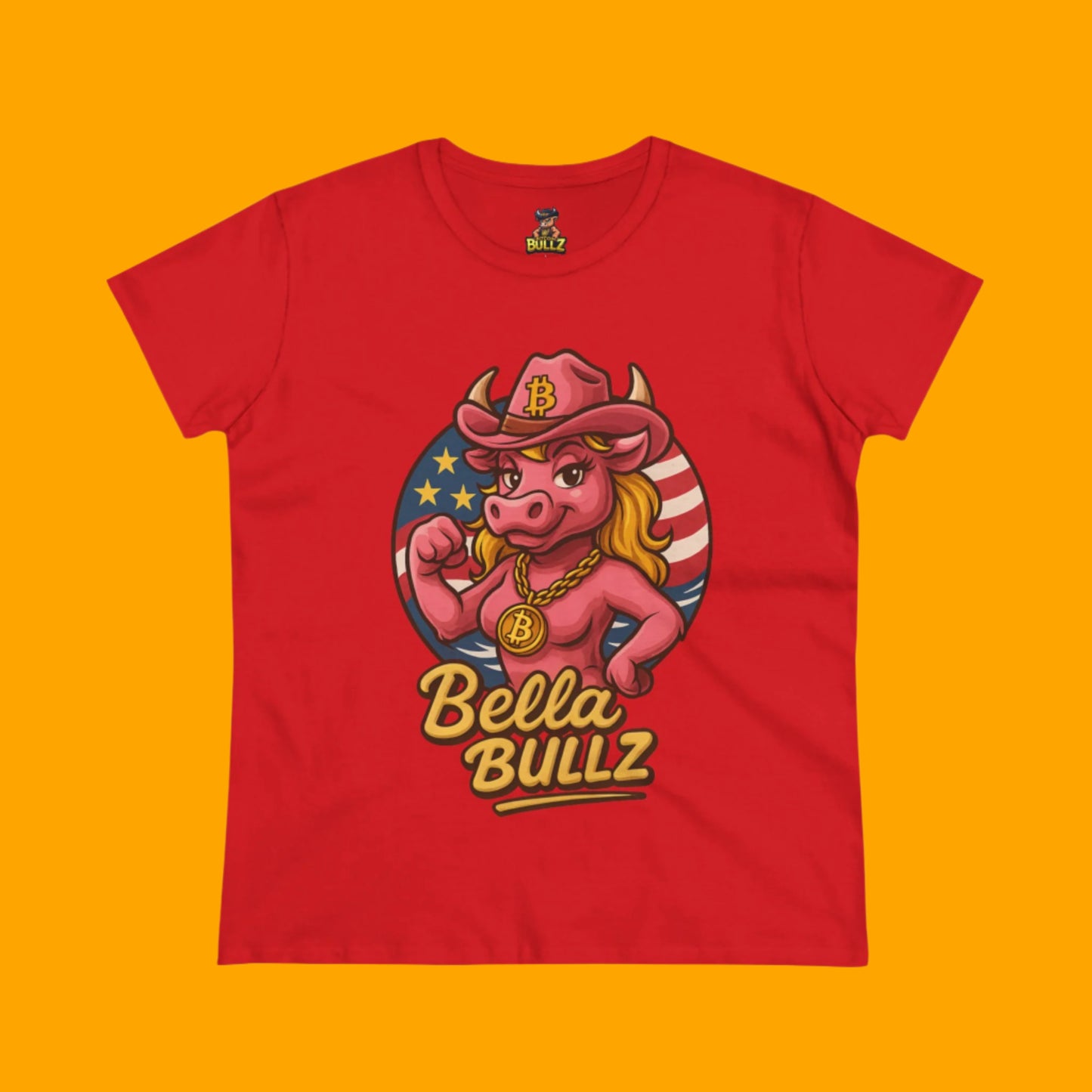 Bella Bullz Women's Summer Cotton Tee, Crypto Cowgirl T-shirt, Crypto Themed Gift, Western Style Shirt, Great for Holidays