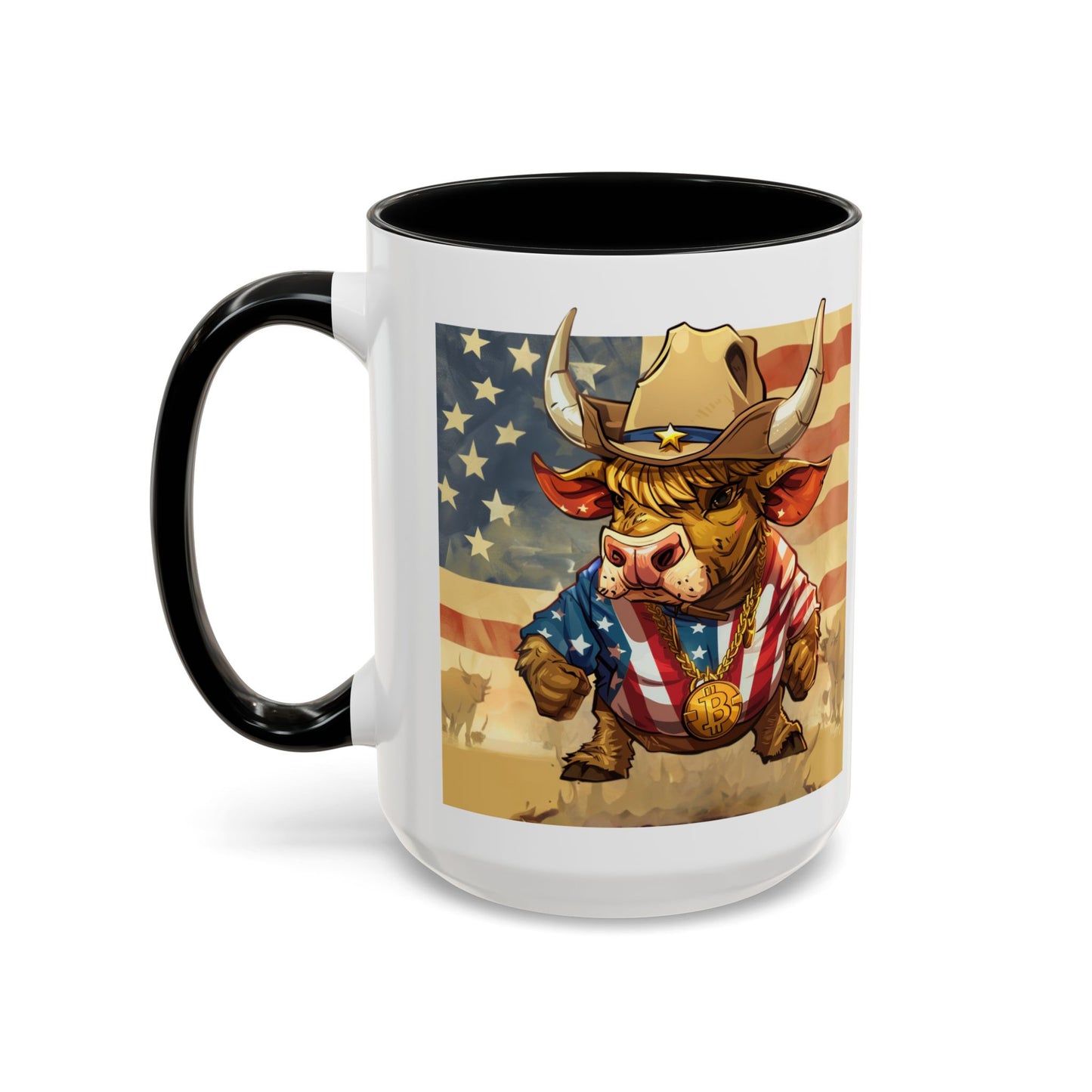Bitcoin Bullz™ Bullish Accent Coffee Mug | Fun Crypto Coffee Cup | Gift for Bull Market Lovers Limited Design | Black Handle Accent