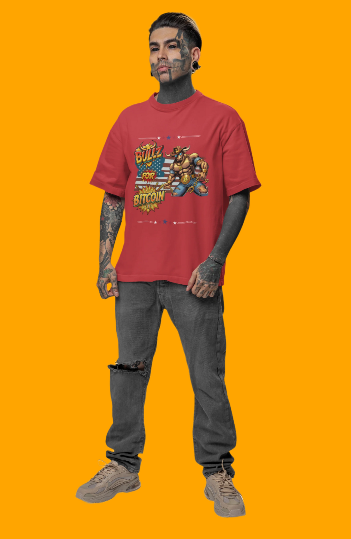 🔥 Bitcoin Bullz™ Patriotic Crypto Street Tee – Bold USA Design for Bitcoin Bulls & Independence Lovers Crypto Animals
