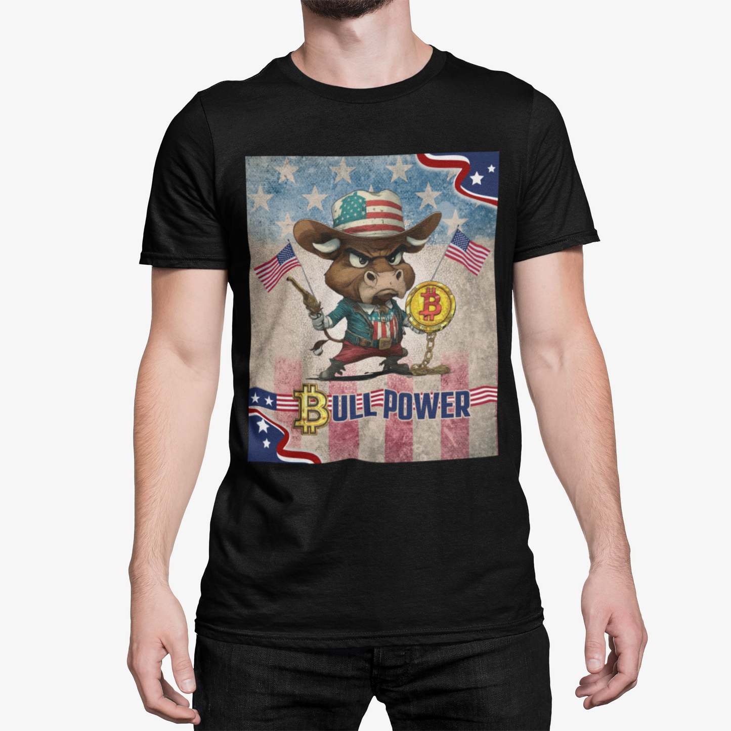 Bitcoin Bullz™ Limited Patriotic Crypto Tee – Bold American Streetwear for True Bitcoin Believers (Only 500 Available!)