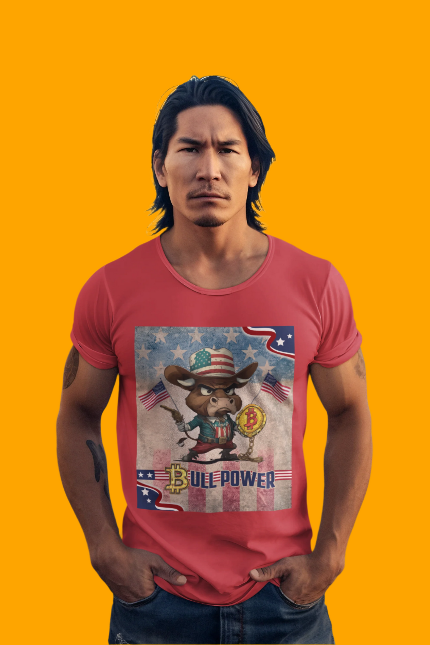 Bitcoin Bullz™ Limited Patriotic Crypto Tee – Bold American Streetwear for True Bitcoin Believers (Only 500 Available!)