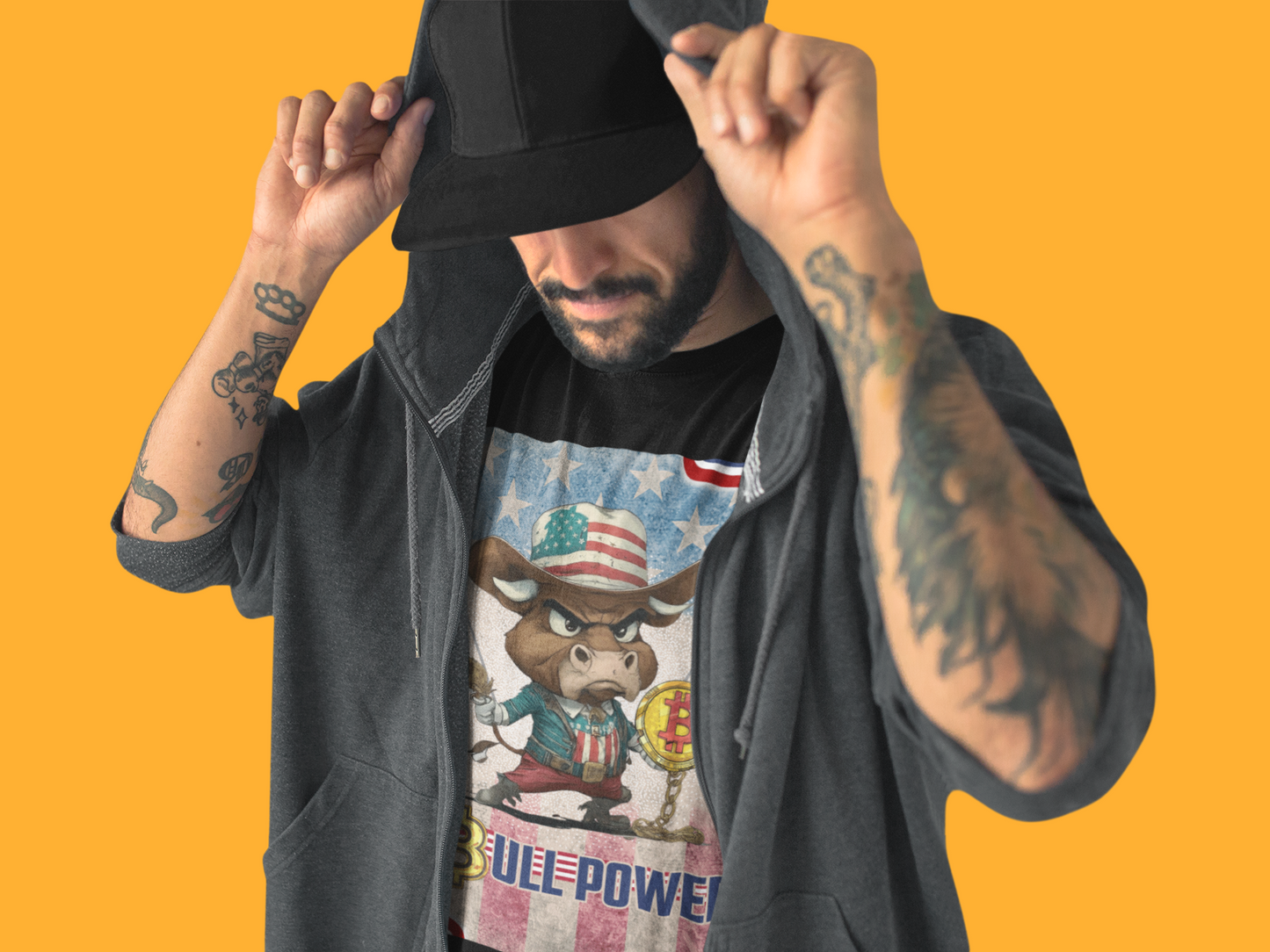 Bitcoin Bullz™ Limited Patriotic Crypto Tee – Bold American Streetwear for True Bitcoin Believers (Only 500 Available!)