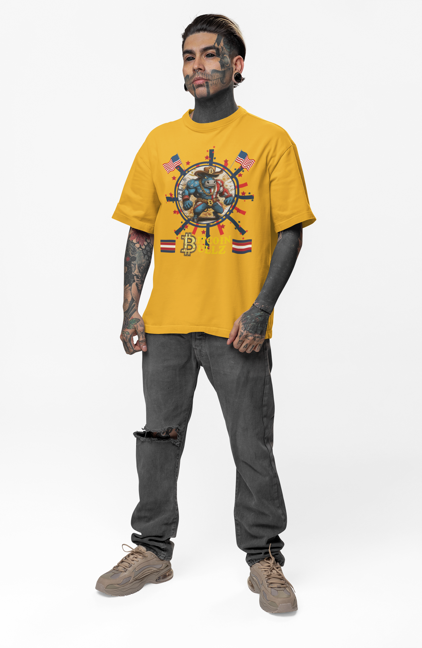 Bitcoin Bullz™ Limited Patriotic Crypto Tee – Bold American Streetwear 4th of July Freedom Clothing True Bitcoin Believers (Only 500 Available!)