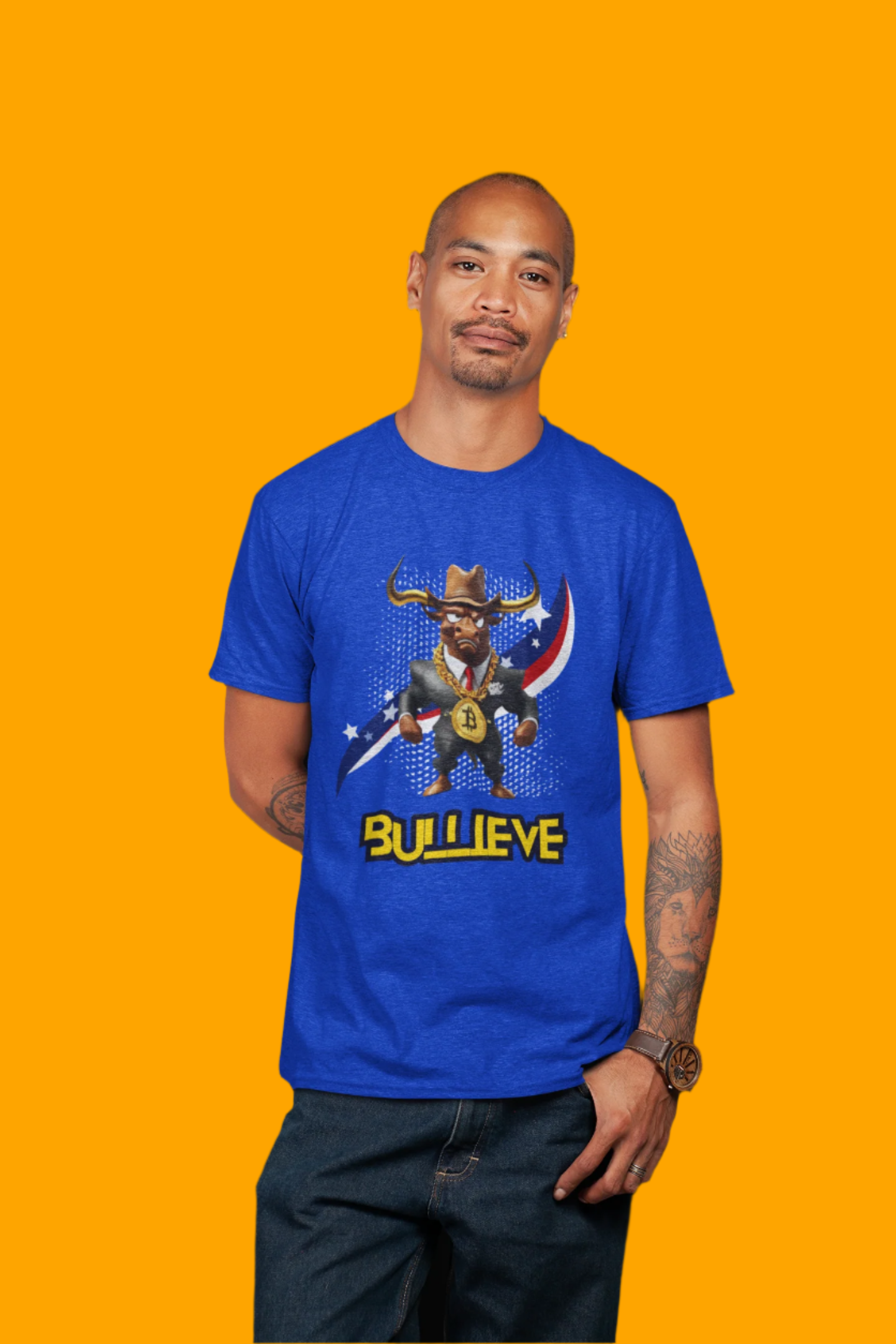 🔥 Bitcoin Bullz™ Patriotic Crypto Street Tee – Bold USA Design for Bitcoin Bulls & Independence Lovers, July 4th Fashion