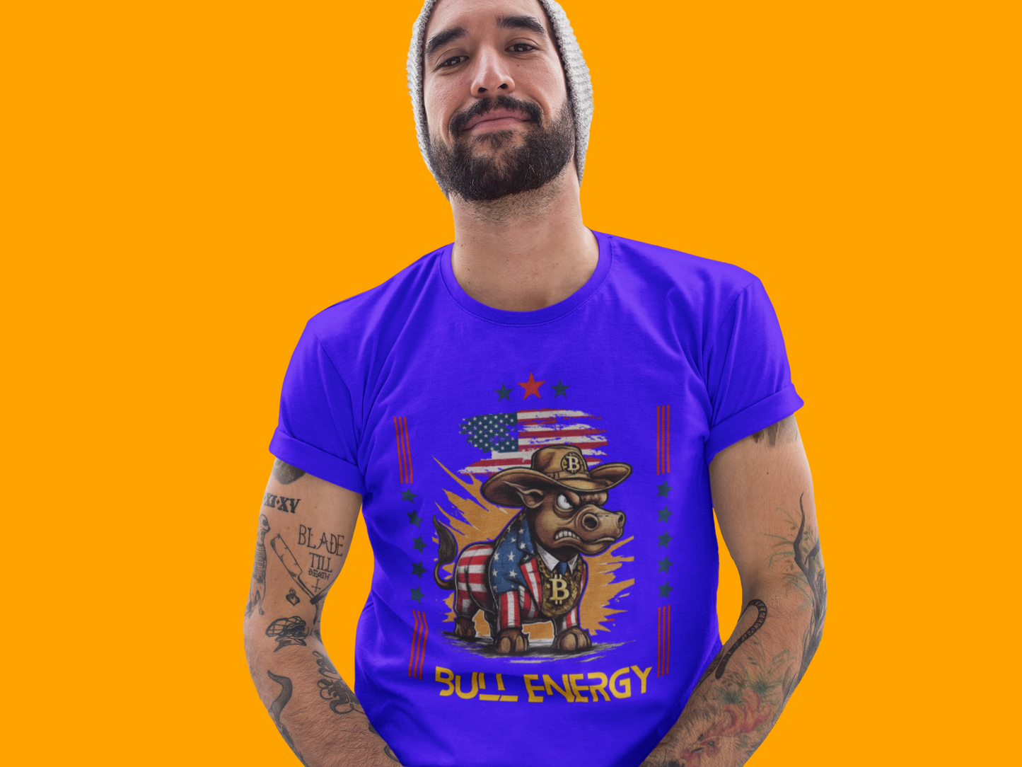 🔥 Bitcoin Bullz™ Patriotic Crypto Street Tee – Cartoon Style Bull Expression Bold USA Design for Bitcoin Bulls & Independence Lovers 🔥