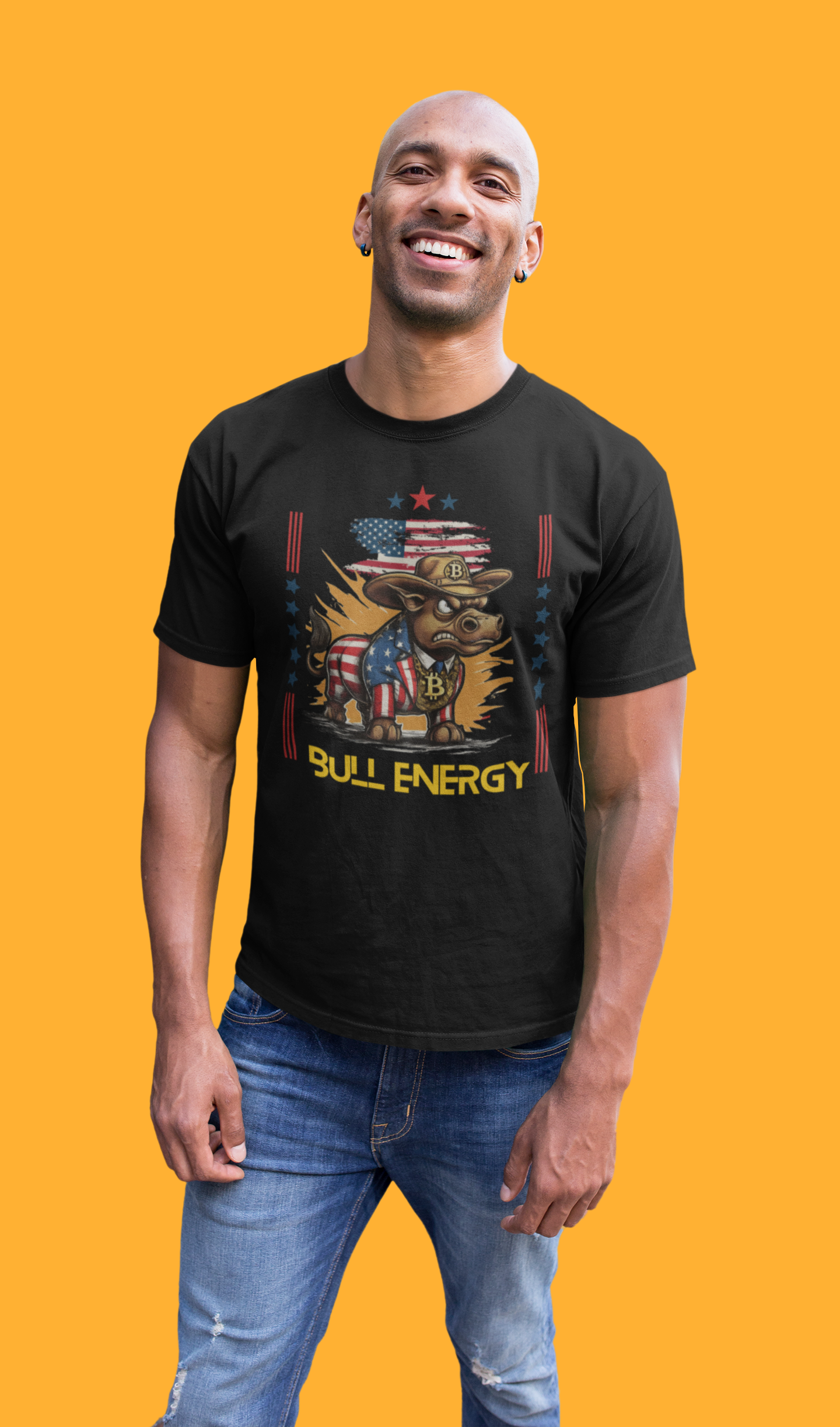 🔥 Bitcoin Bullz™ Patriotic Crypto Street Tee – Cartoon Style Bull Expression Bold USA Design for Bitcoin Bulls & Independence Lovers 🔥