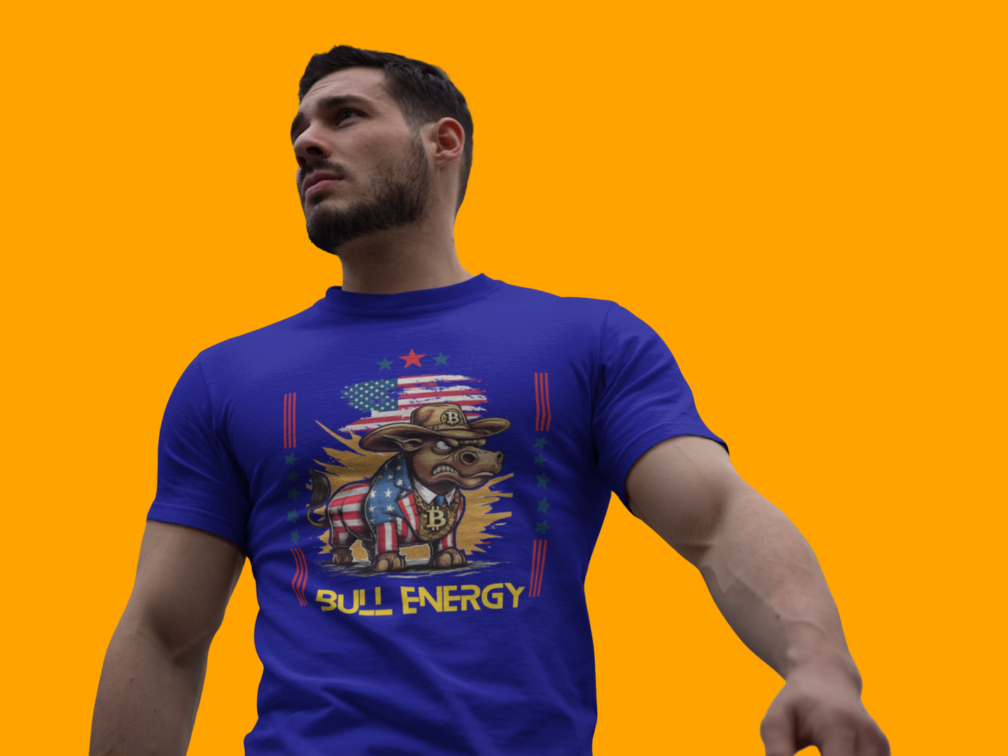 🔥 Bitcoin Bullz™ Patriotic Crypto Street Tee – Cartoon Style Bull Expression Bold USA Design for Bitcoin Bulls & Independence Lovers 🔥