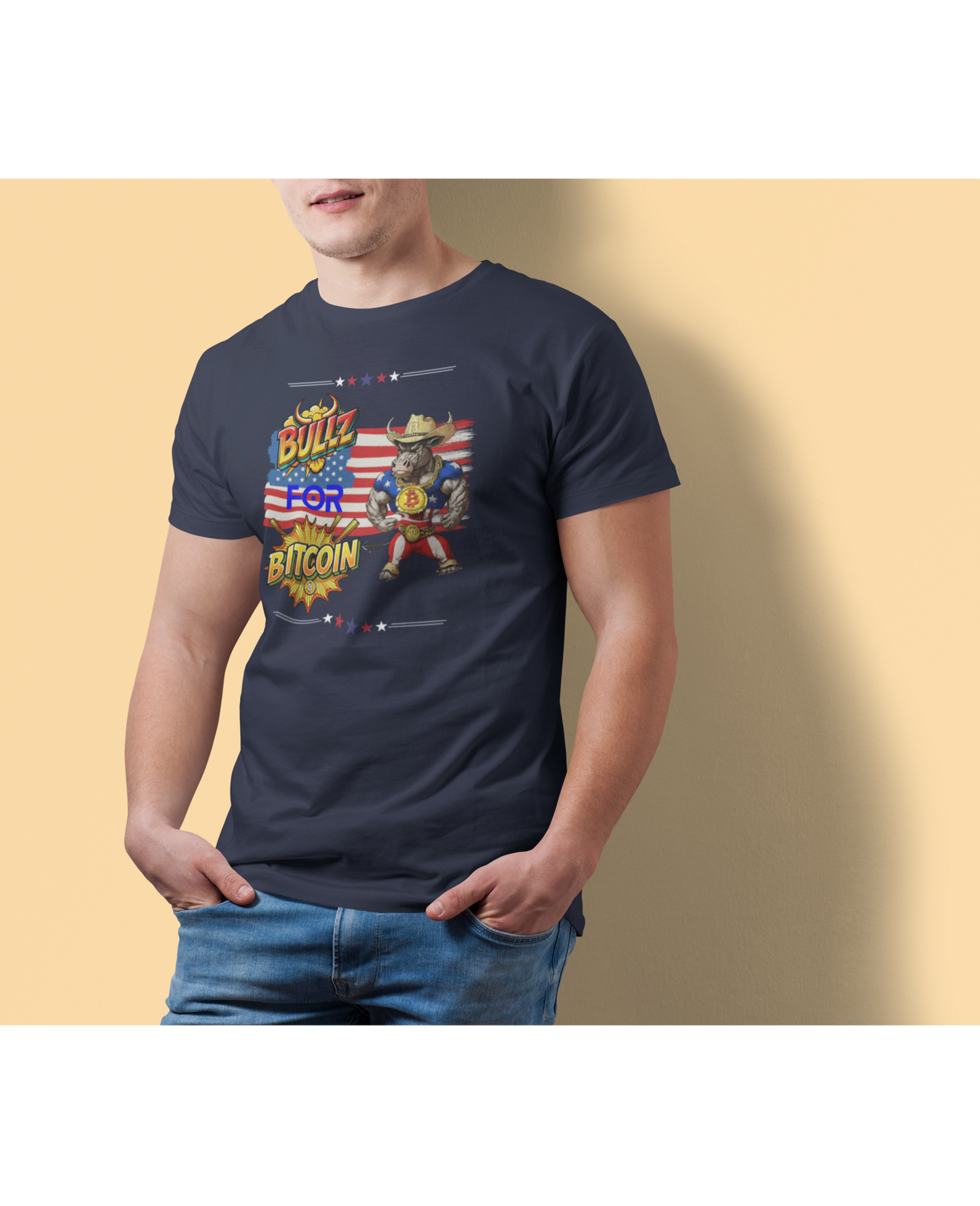 🔥 Bitcoin Bullz™ Patriotic Crypto Street Tee – Bold USA Design for Bitcoin Bulls & Independence Lovers Mens Stylish T-Shirt 🔥