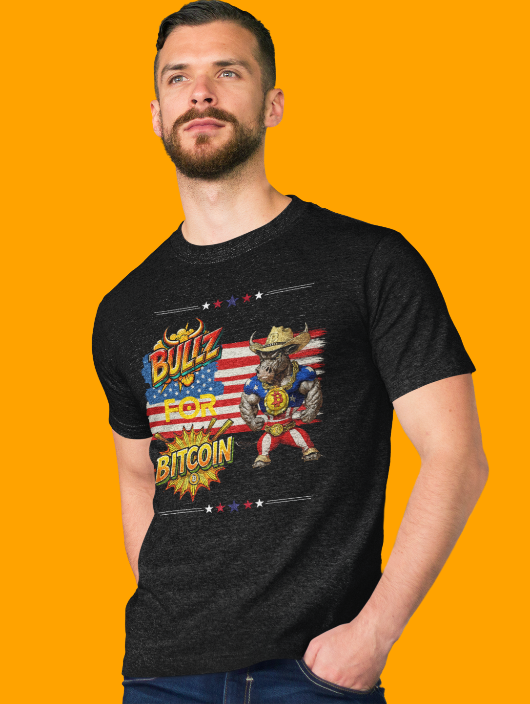 🔥 Bitcoin Bullz™ Patriotic Crypto Street Tee – Bold USA Design for Bitcoin Bulls & Independence Lovers Mens Stylish T-Shirt 🔥