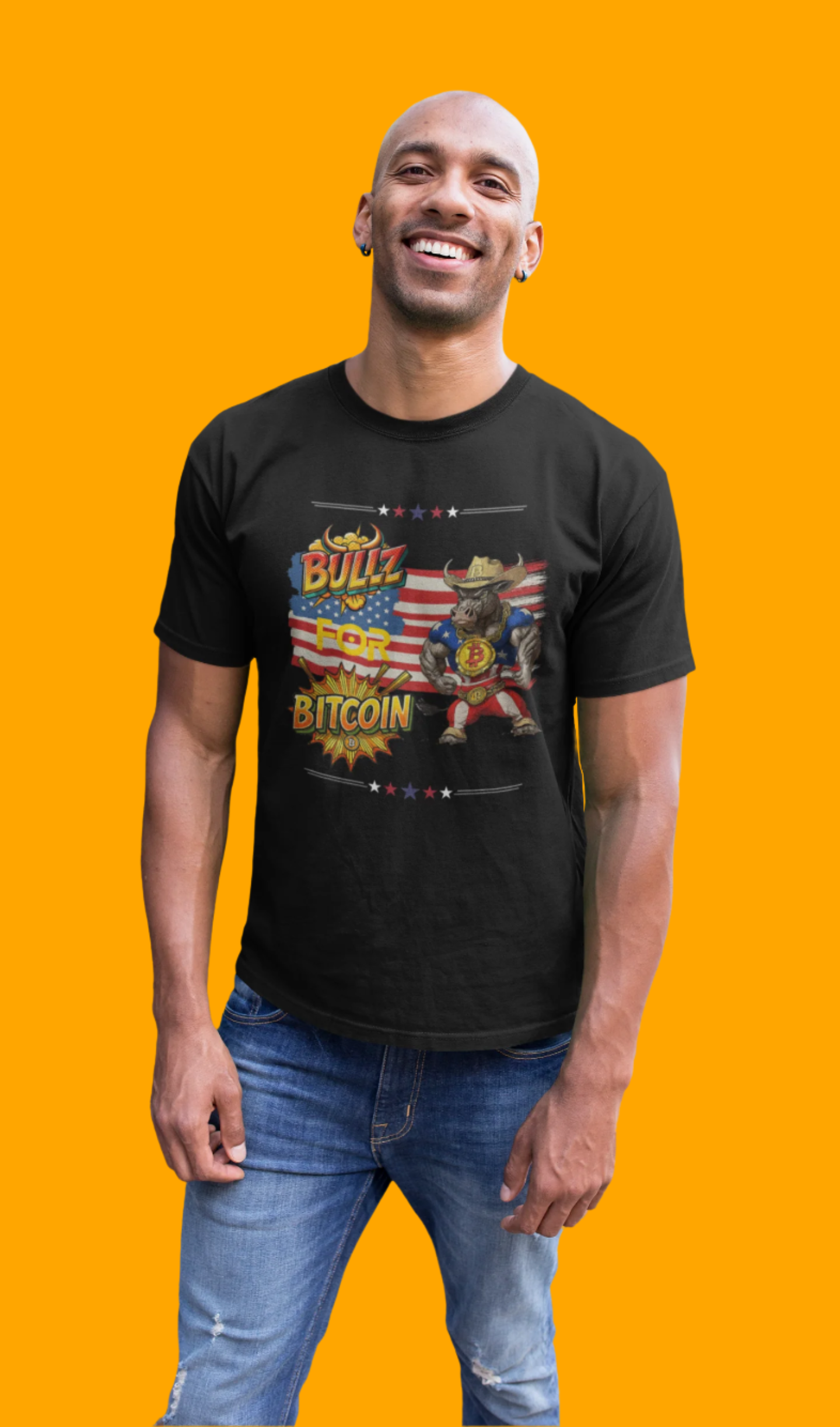 🔥 Bitcoin Bullz™ Patriotic Crypto Street Tee – Bold USA Design for Bitcoin Bulls & Independence Lovers Mens Stylish T-Shirt 🔥