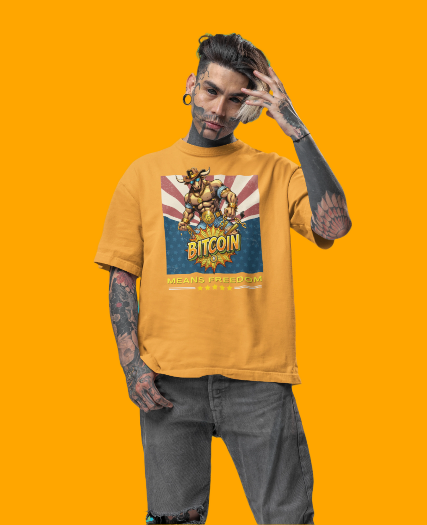 🔥 Bitcoin Bullz™ Patriotic Crypto Street Tee – Bold USA Design for Bitcoin Bulls & Independence Lovers Crypto Animal Passion 🔥