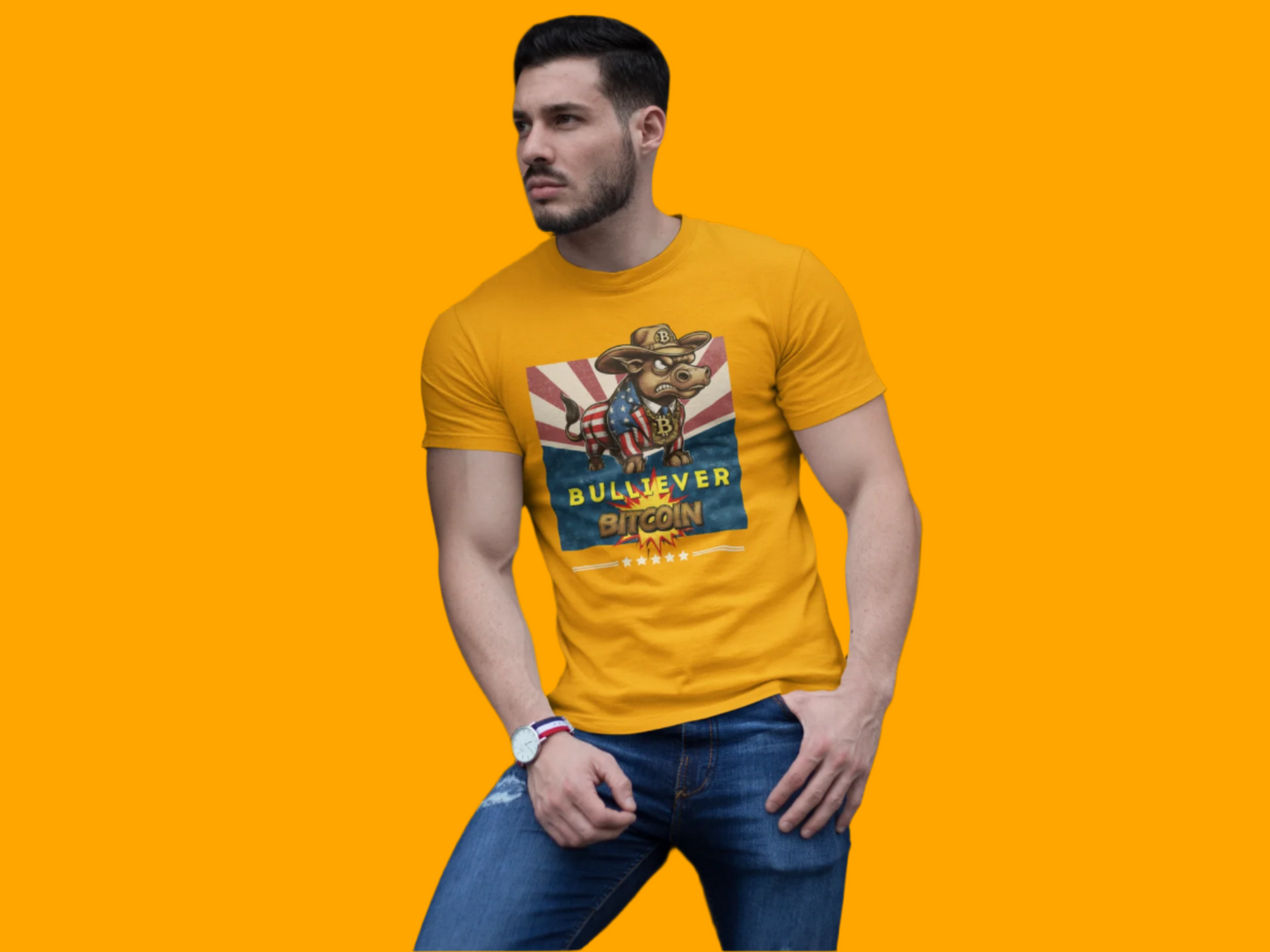 🔥 Bitcoin Bullz™ Patriotic Crypto Street Tee – Bold USA Design for Bitcoin "Bullievers" & Independence July4th Lovers 🔥