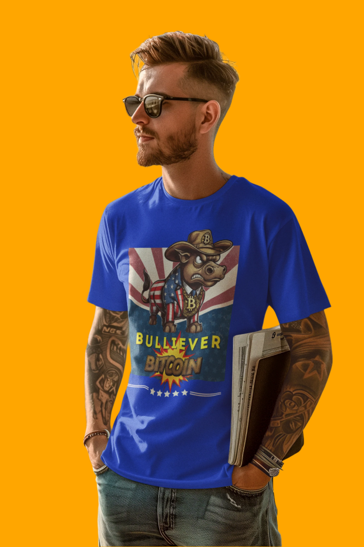 🔥 Bitcoin Bullz™ Patriotic Crypto Street Tee – Bold USA Design for Bitcoin "Bullievers" & Independence July4th Lovers 🔥