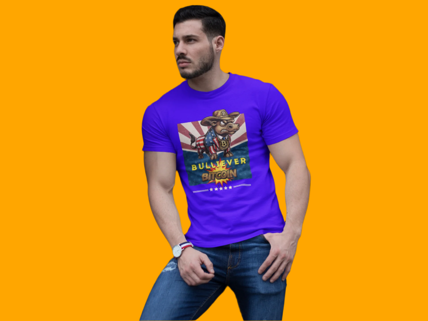 🔥 Bitcoin Bullz™ Patriotic Crypto Street Tee – Bold USA Design for Bitcoin "Bullievers" & Independence July4th Lovers 🔥
