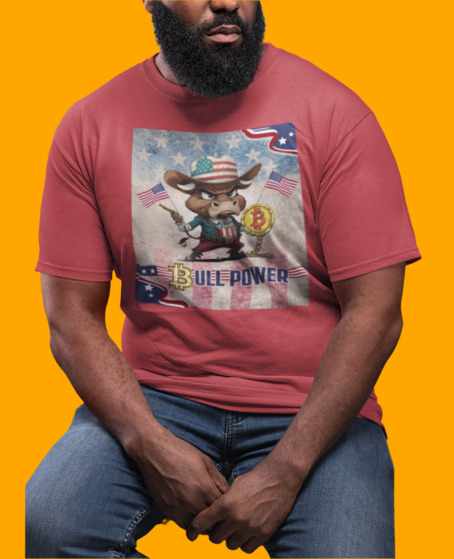 Bitcoin Bullz™ Graphic Athleisure Patriot Tee – Lightweight Crypto Streetwear for Viral HODL Crew Crypto Bitcoin Passion
